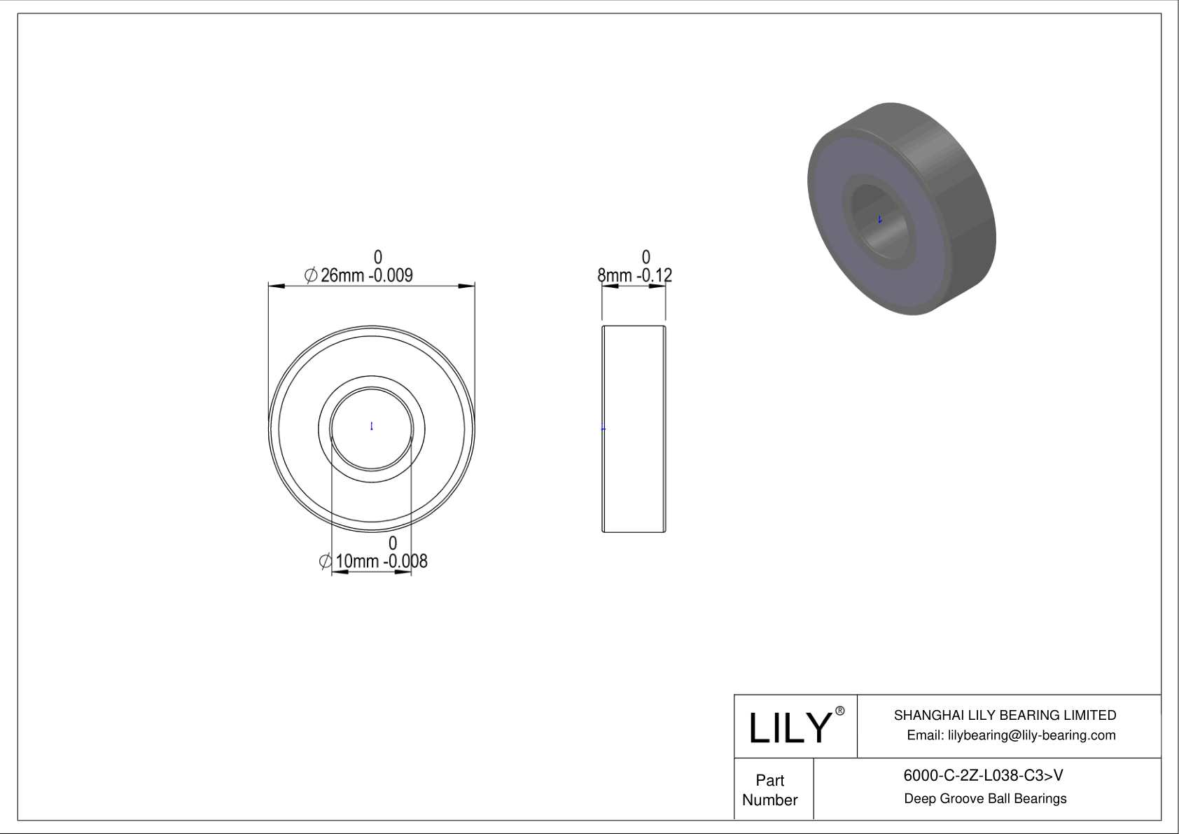 6000-C-2Z-L038-C3>V 通用深沟球轴承 cad drawing