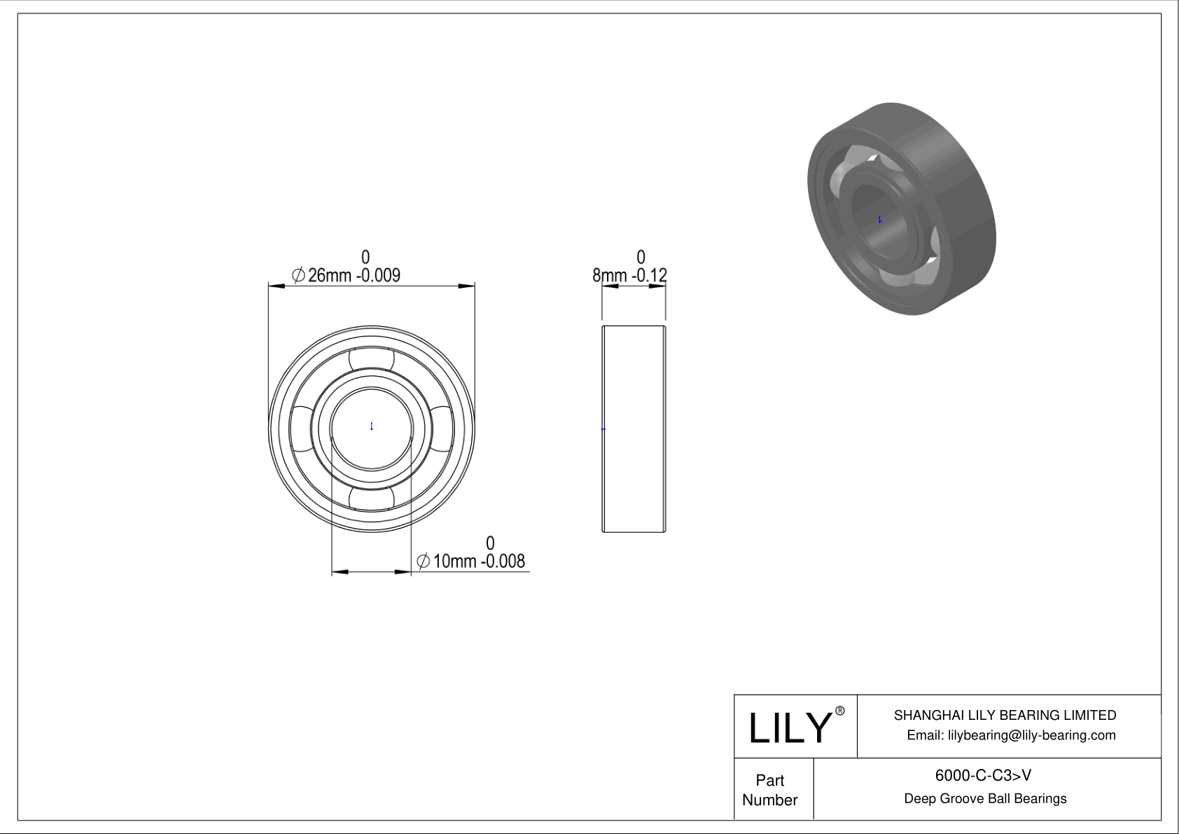 6000-C-C3>V 通用深沟球轴承 cad drawing