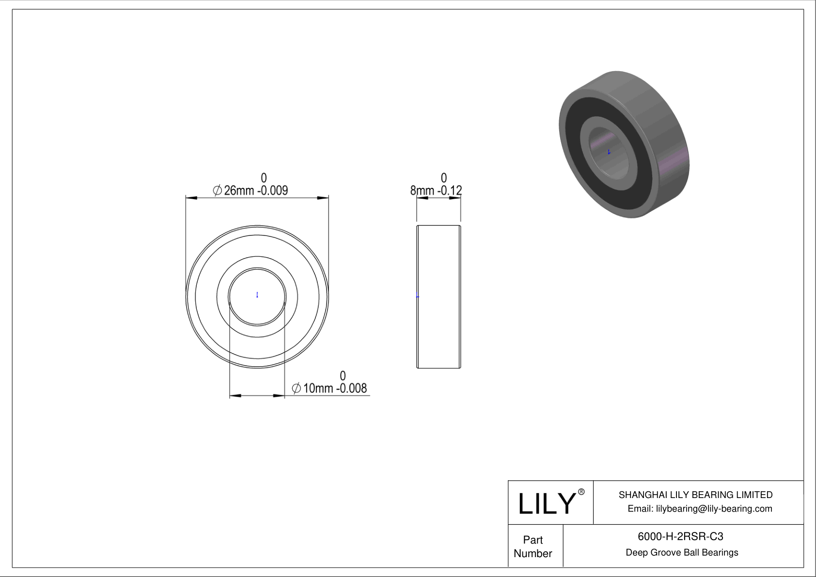 6000-H-2RSR-C3 通用深沟球轴承 cad drawing