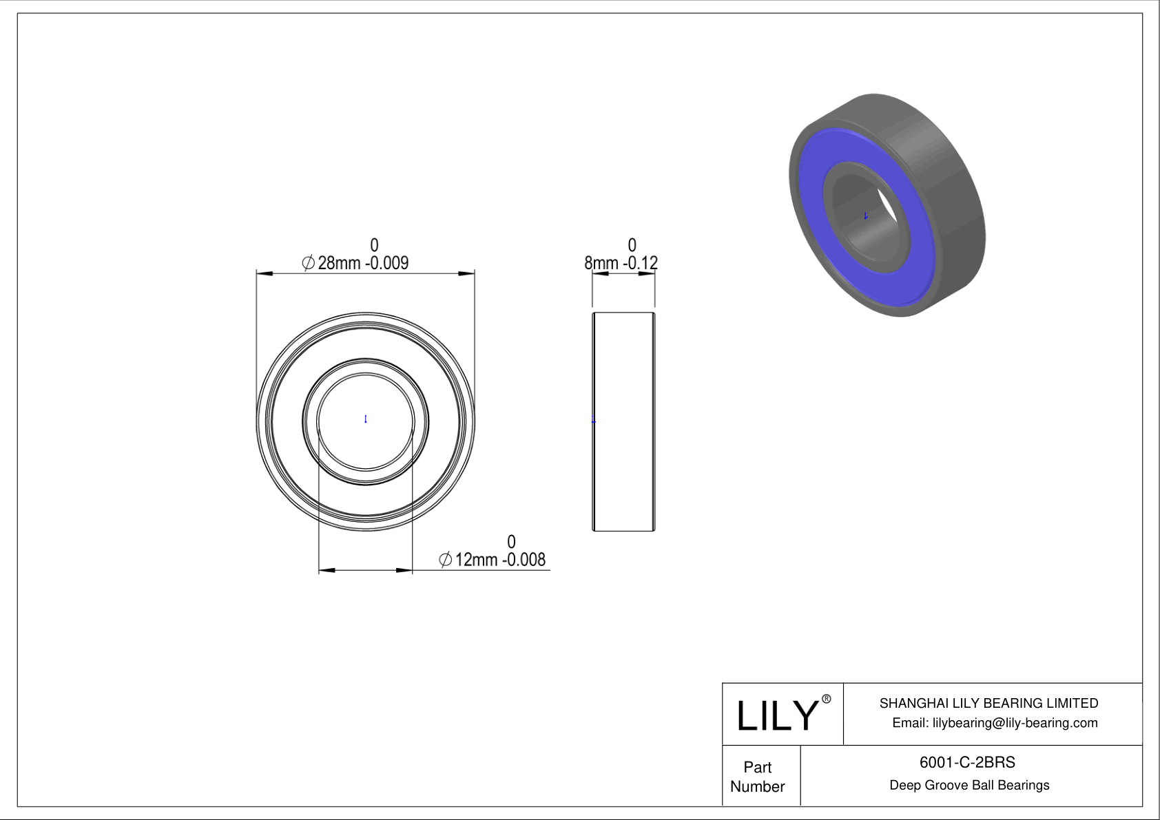 6001-C-2BRS 通用深沟球轴承 cad drawing