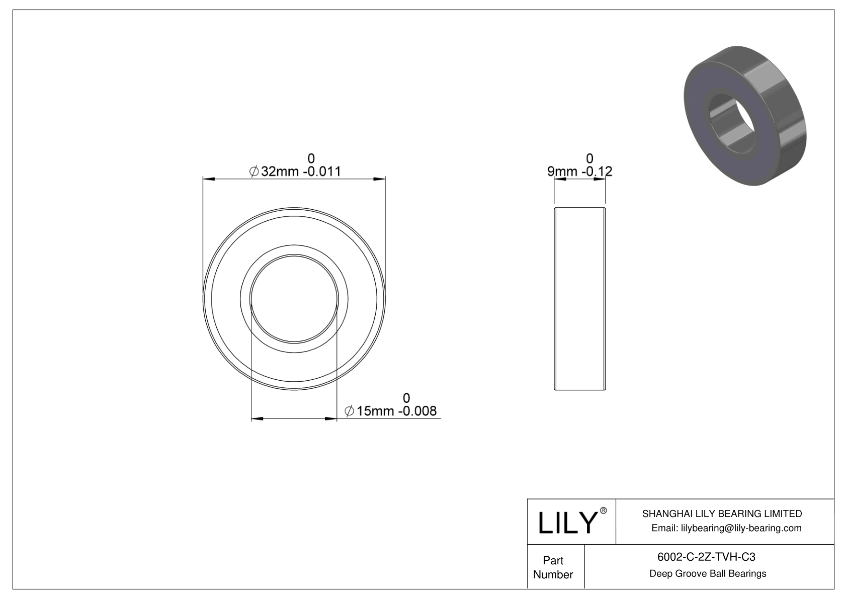 6002-C-2Z-TVH-C3 通用深沟球轴承 cad drawing