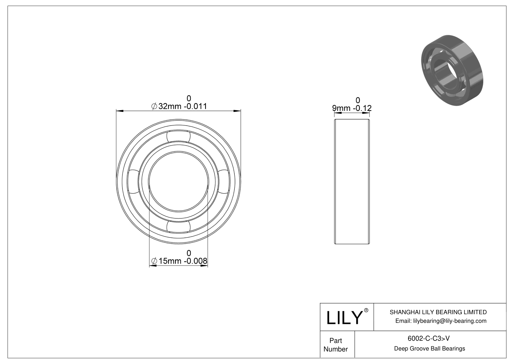 6002-C-C3>V Rodamiento general de bolas de ranura profunda cad drawing