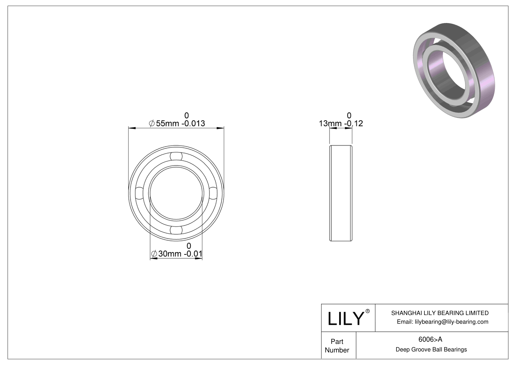 6006>A Rodamiento general de bolas de ranura profunda cad drawing