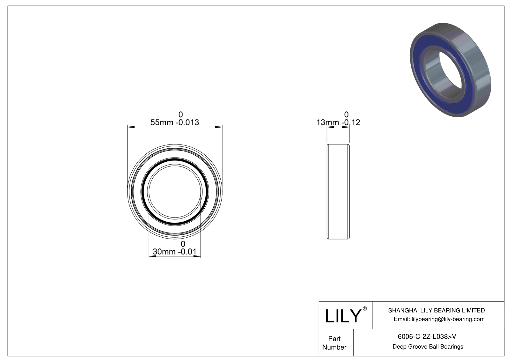 6006-C-2Z-L038>V Rodamiento general de bolas de ranura profunda cad drawing