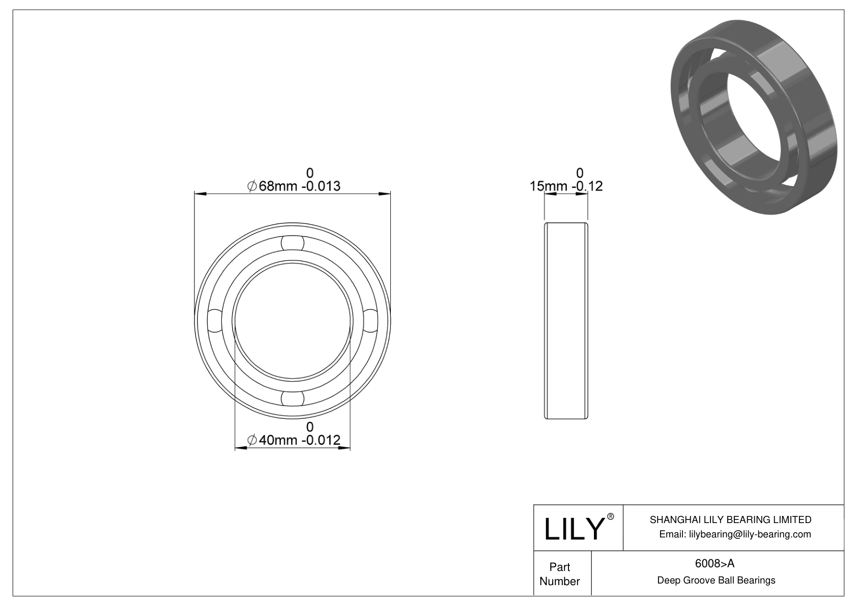 6008>A Rodamiento general de bolas de ranura profunda cad drawing