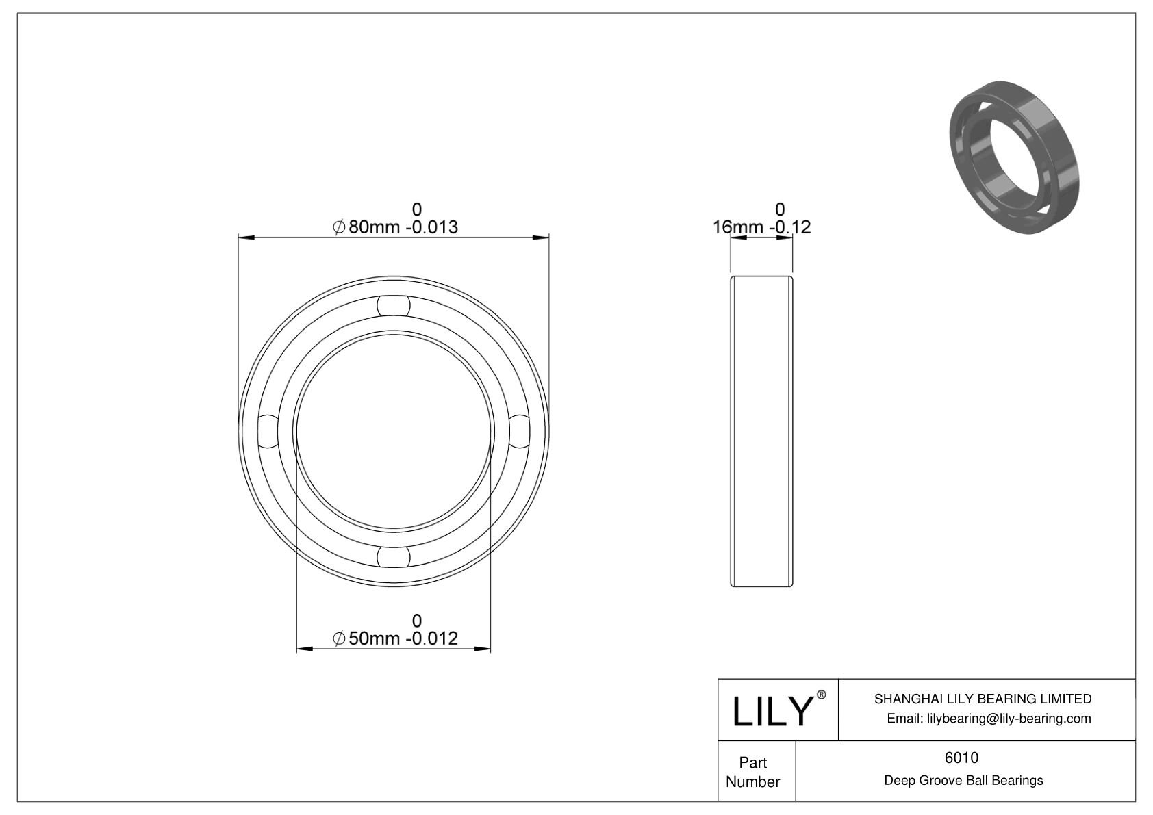 6010 Rodamiento general de bolas de ranura profunda cad drawing