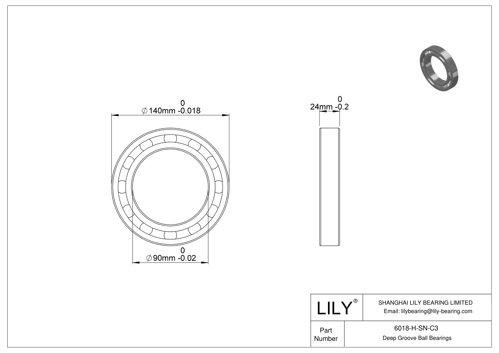 6018-H-SN-C3 通用深沟球轴承 cad drawing