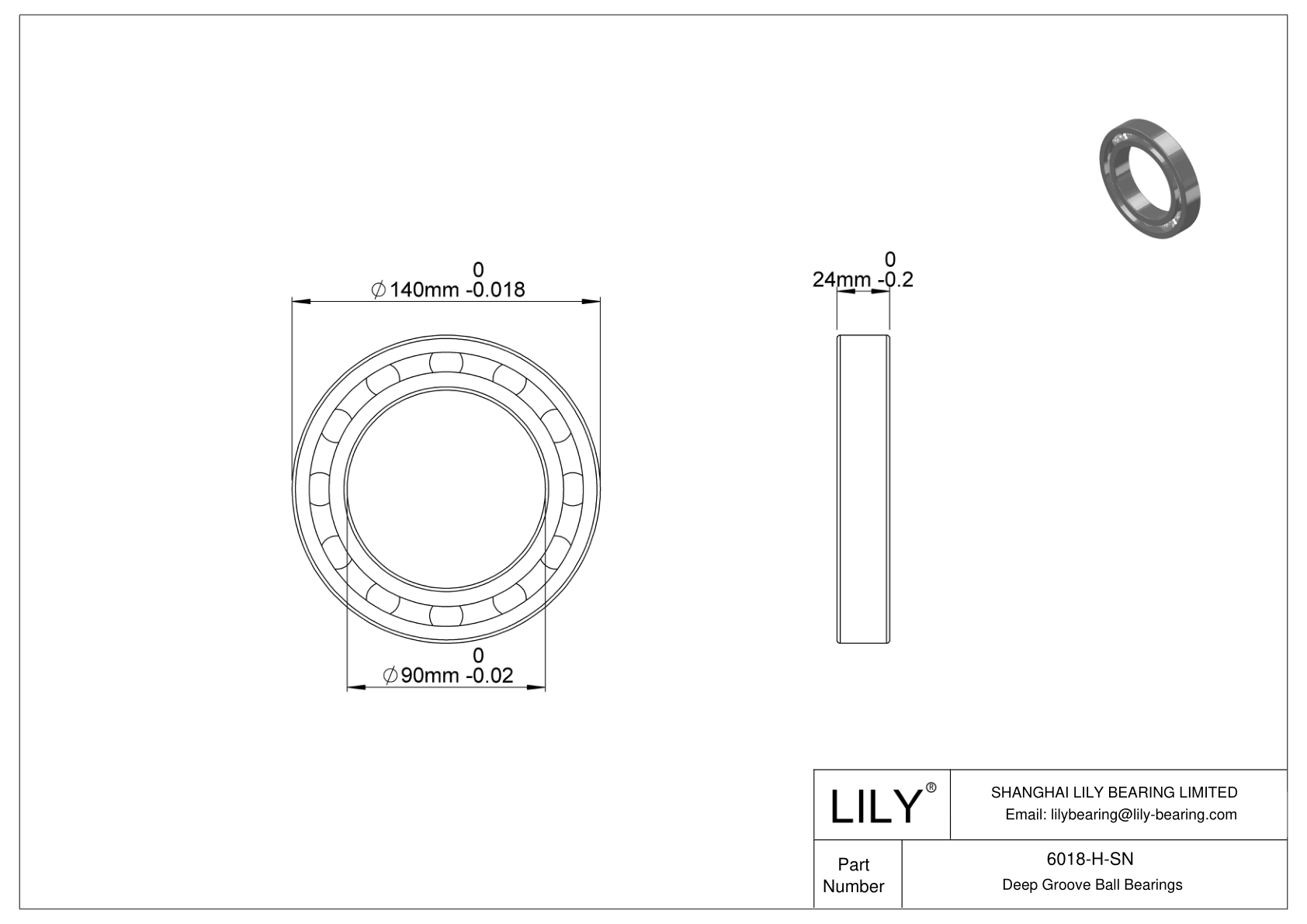 6018-H-SN 通用深沟球轴承 cad drawing