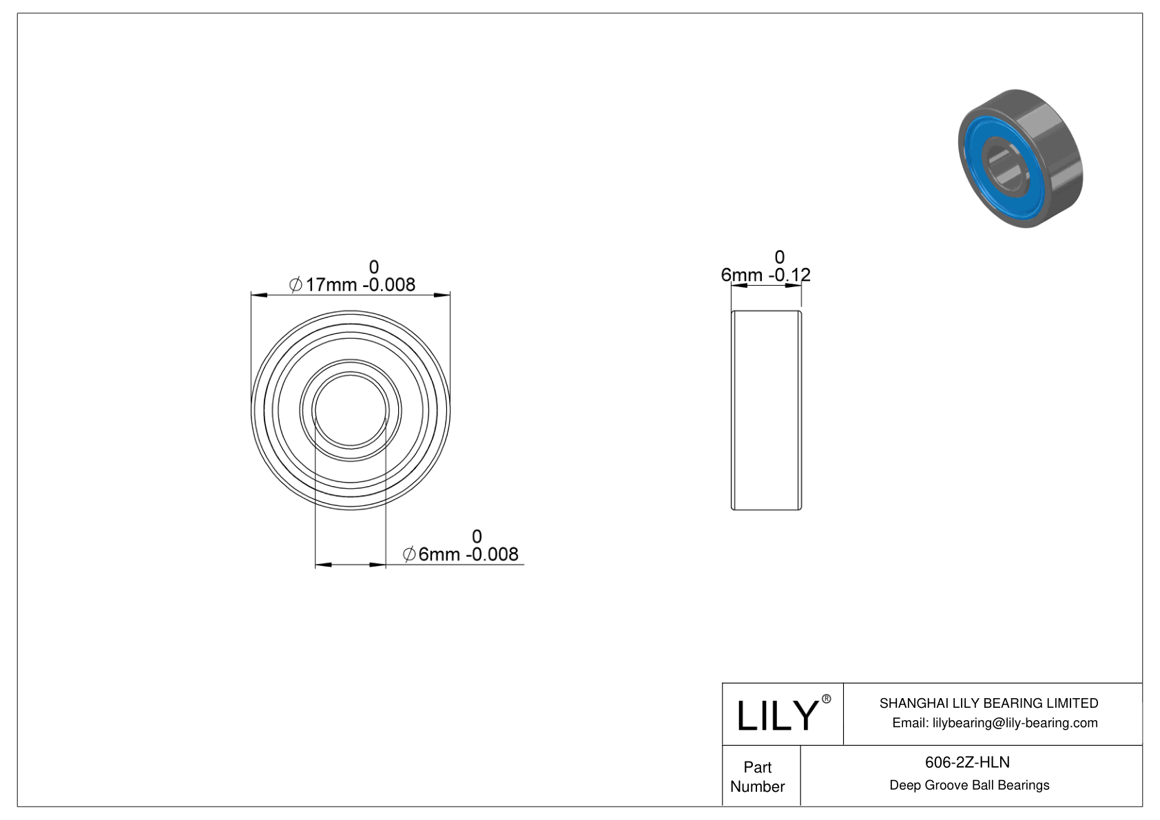 606-2Z-HLN 通用深沟球轴承 cad drawing