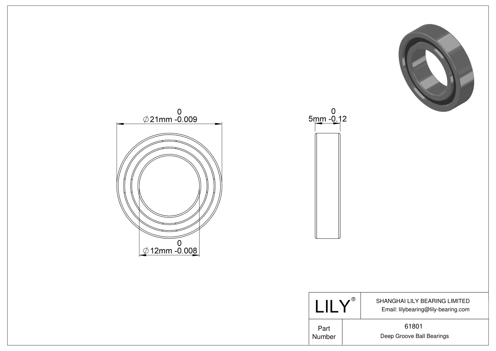 61801 通用深沟球轴承 cad drawing