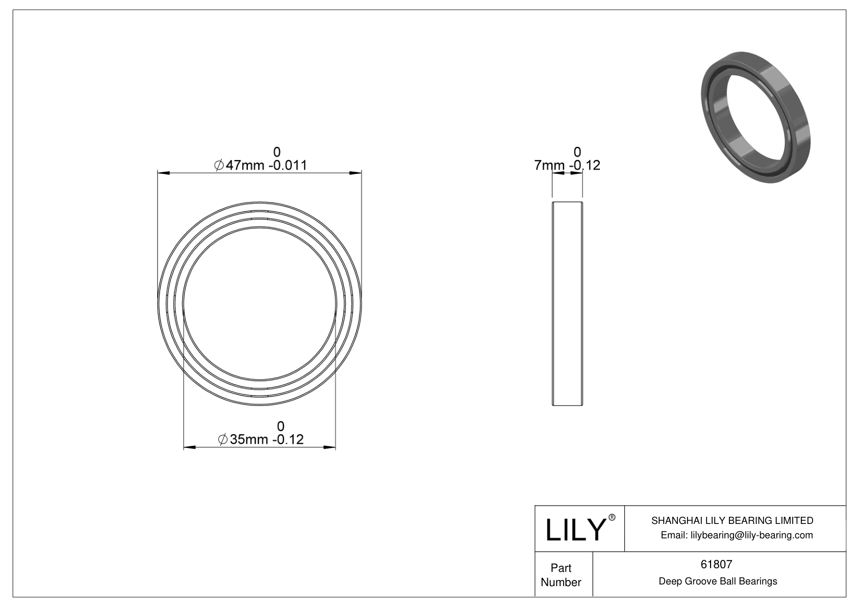 61807 通用深沟球轴承 cad drawing