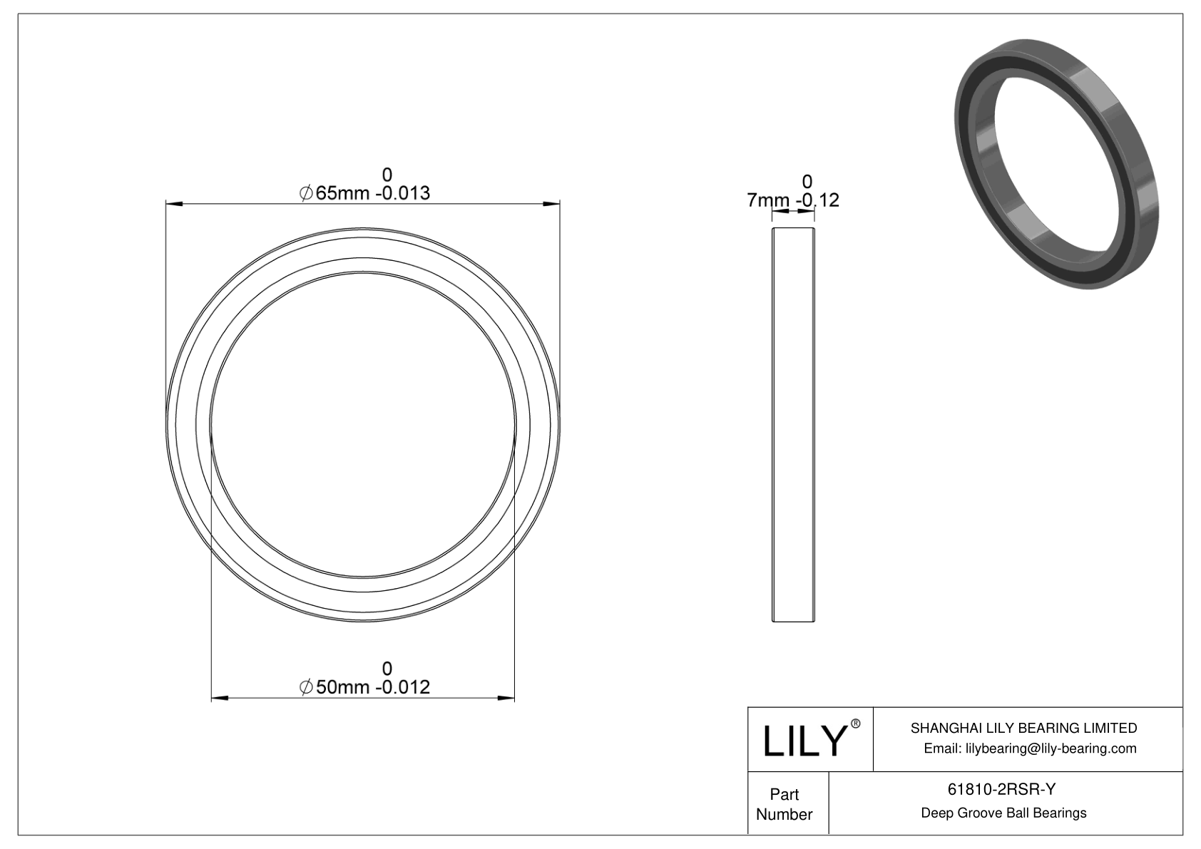 61810-2RSR-Y 通用深沟球轴承 cad drawing