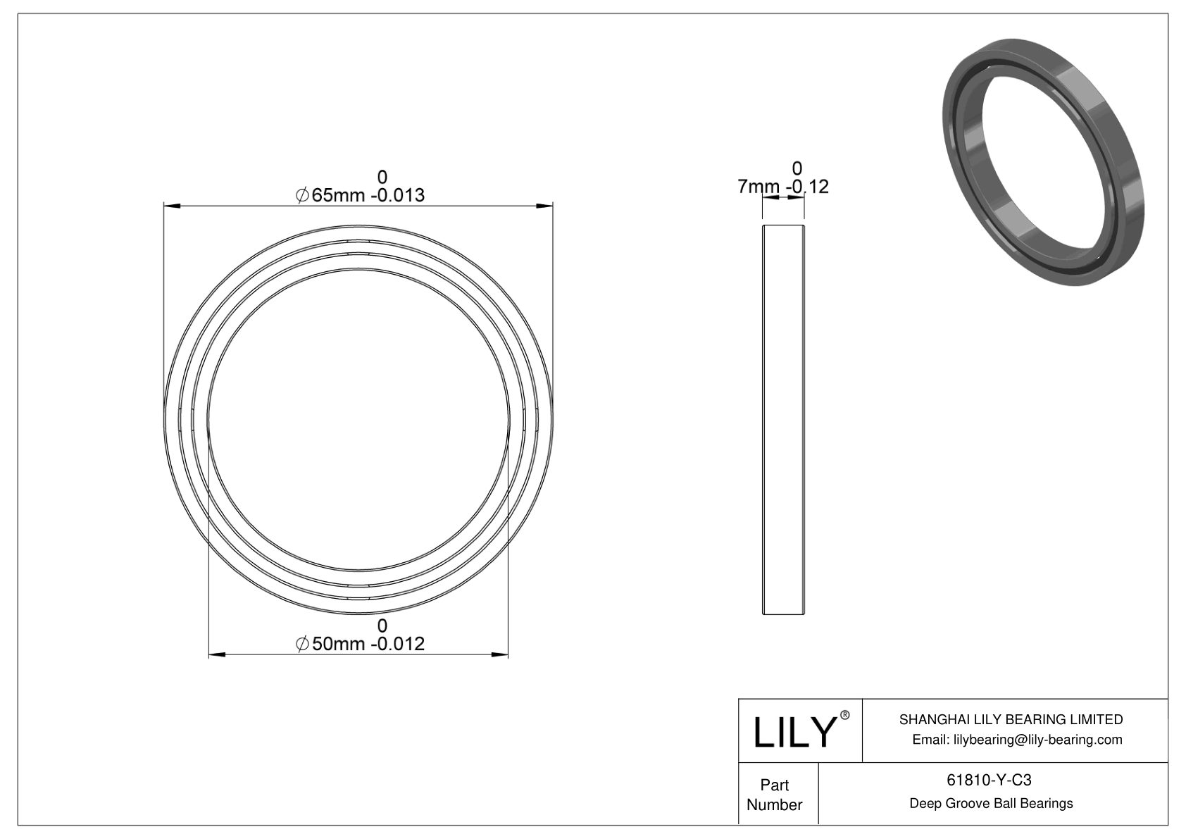 61810-Y-C3 通用深沟球轴承 cad drawing