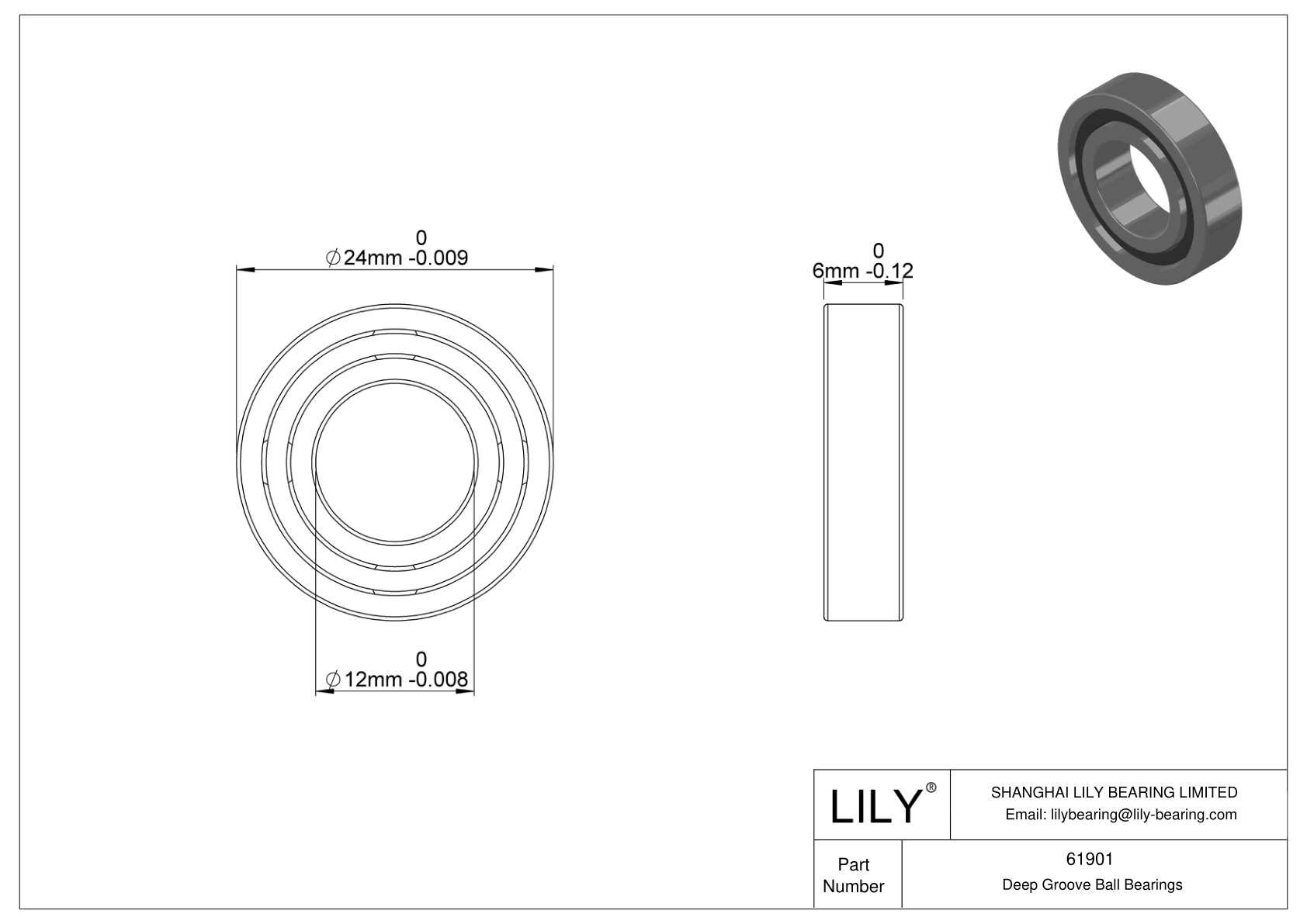 61901 通用深沟球轴承 cad drawing