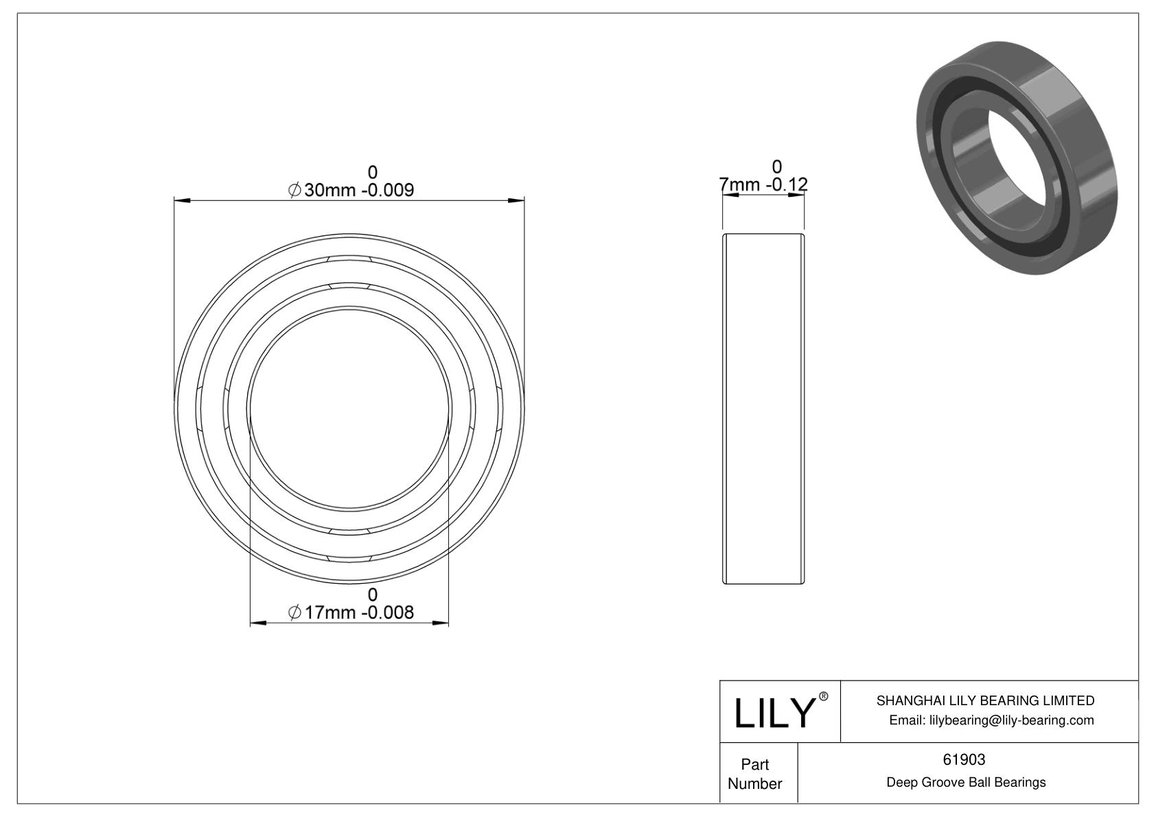 61903 通用深沟球轴承 cad drawing