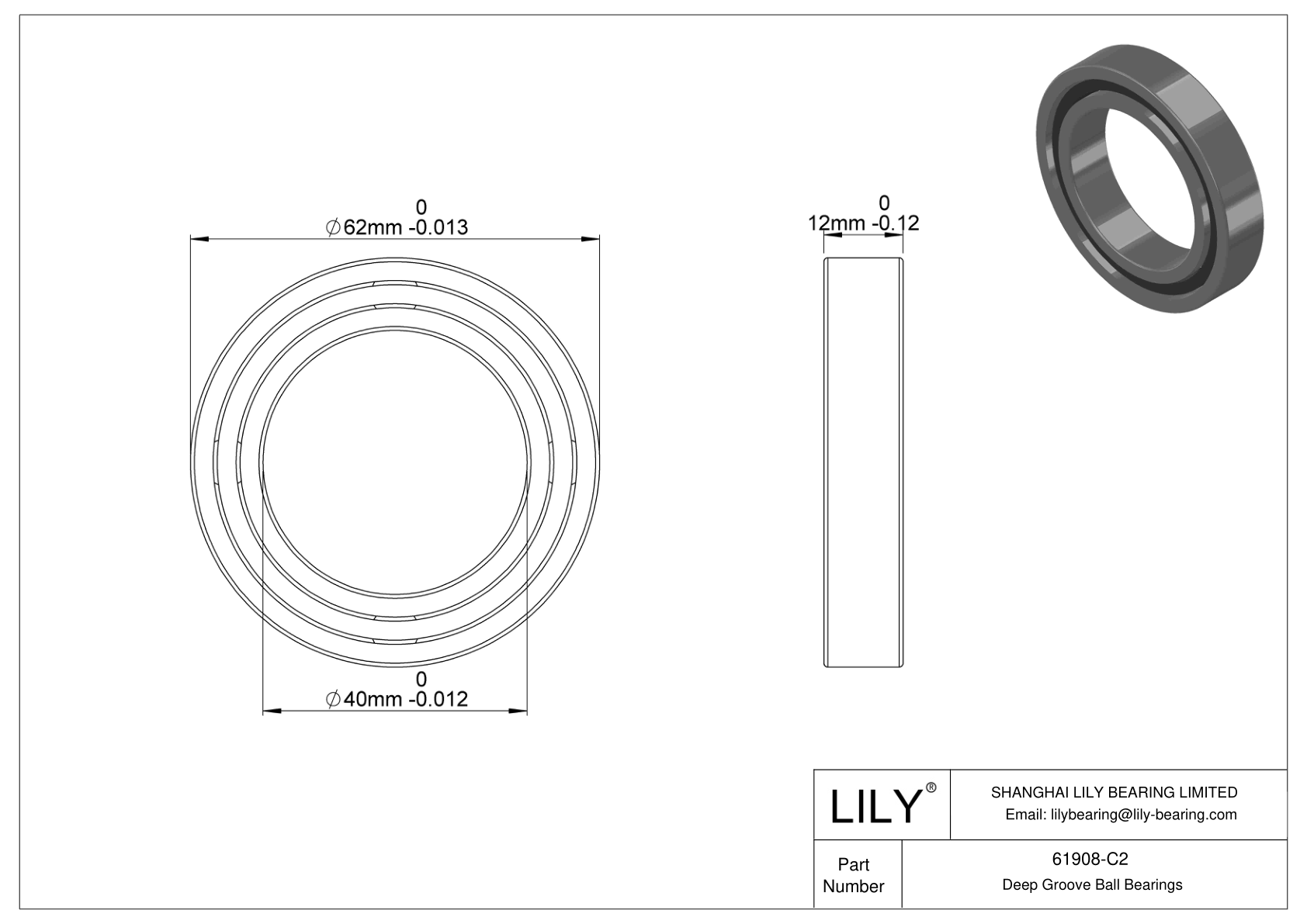 61908-C2 通用深沟球轴承 cad drawing