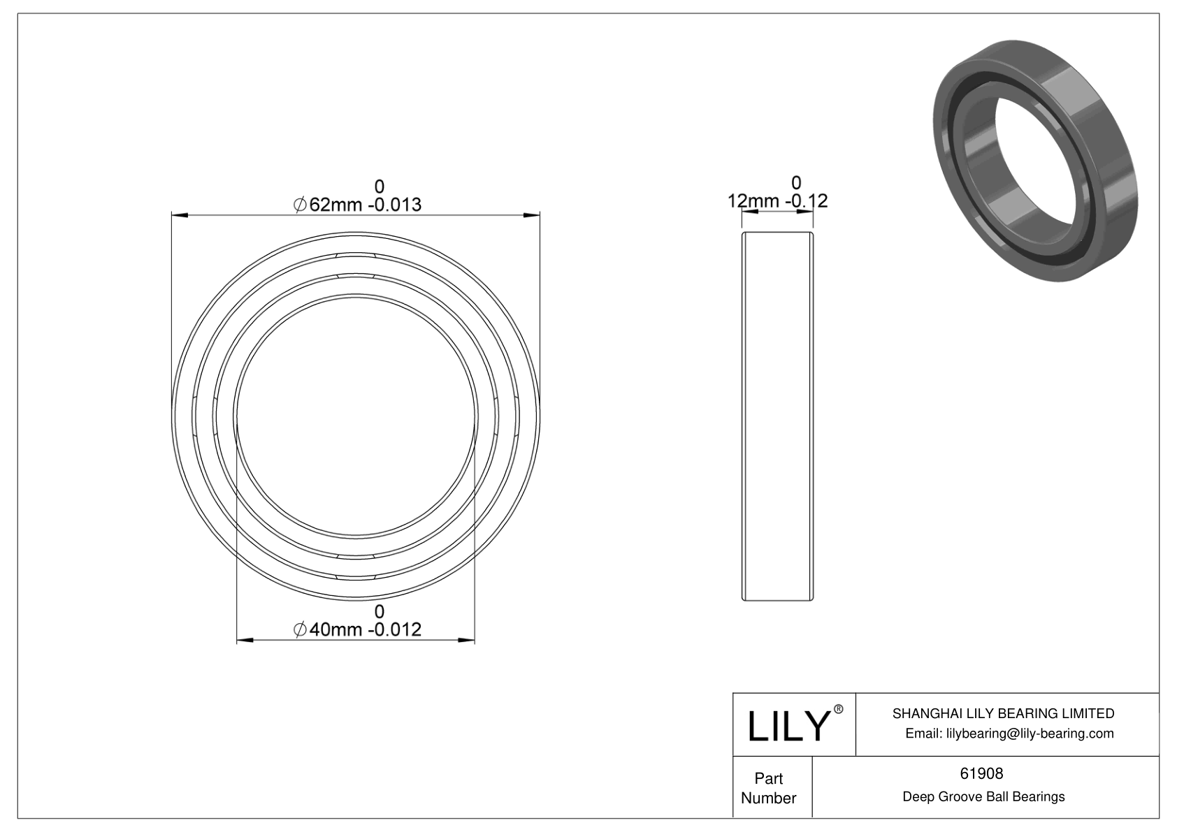 61908 通用深沟球轴承 cad drawing