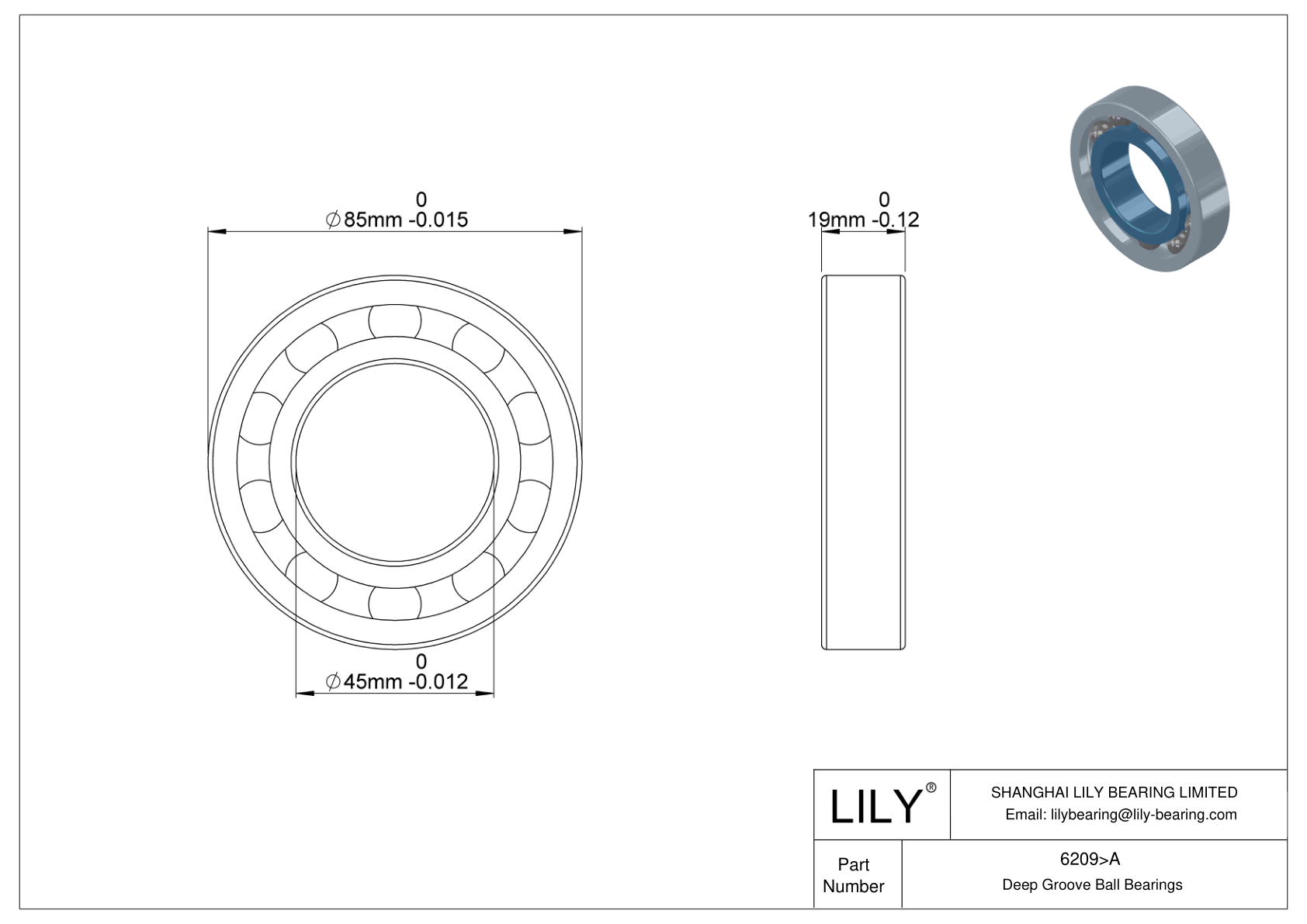 6209>A Rodamiento general de bolas de ranura profunda cad drawing