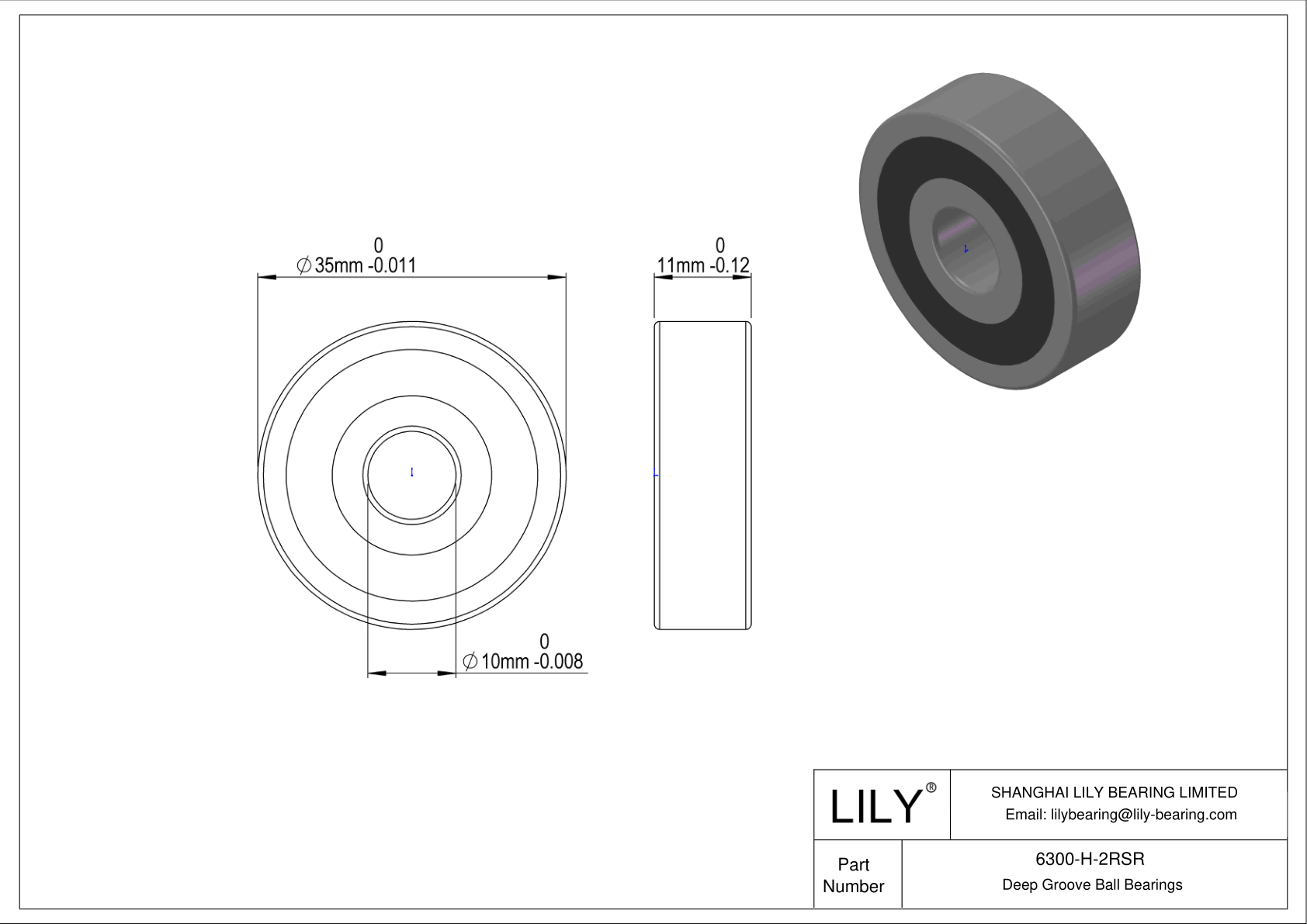 6300-H-2RSR 通用深沟球轴承 cad drawing