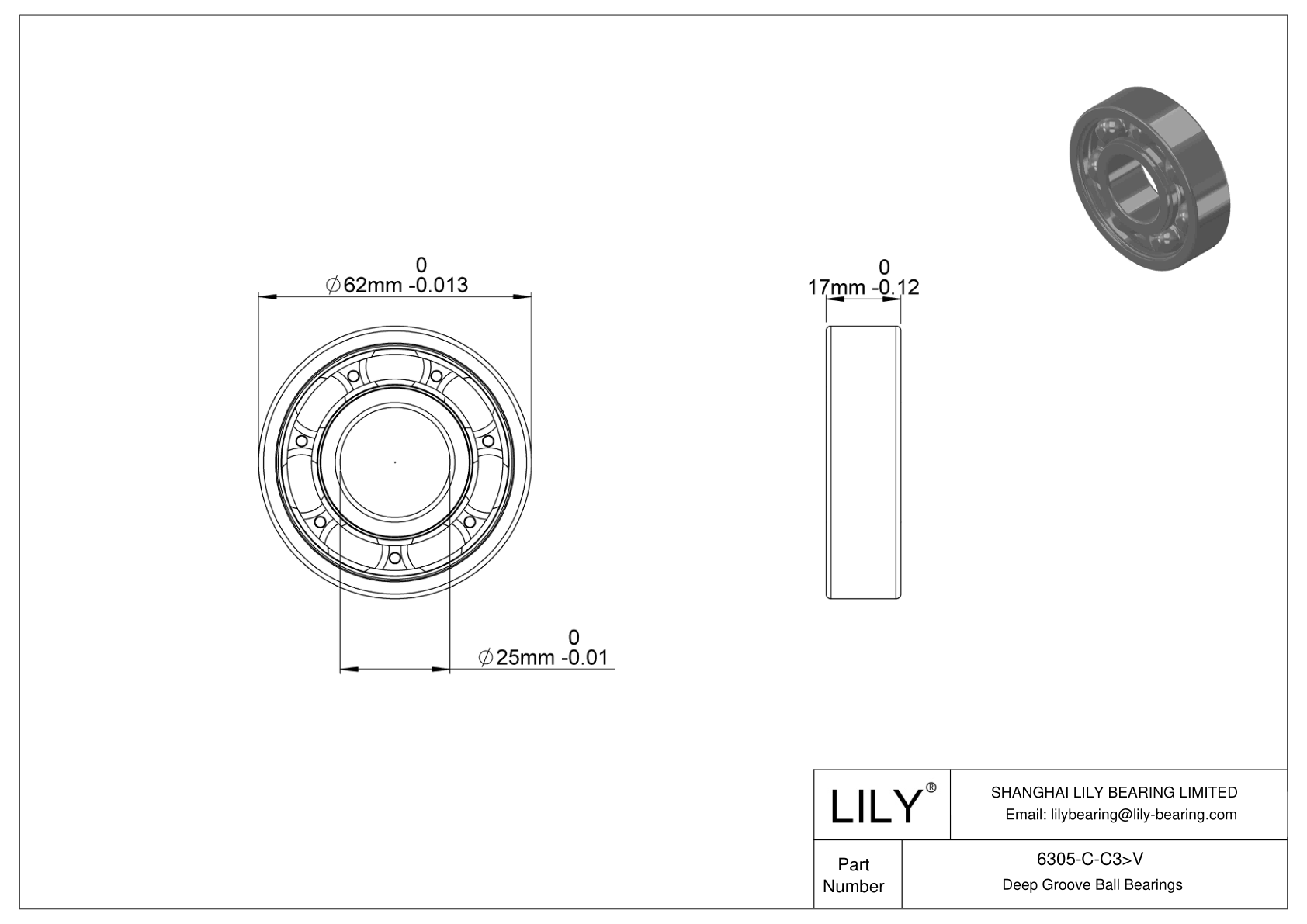 6305-C-C3>V 通用深沟球轴承 cad drawing