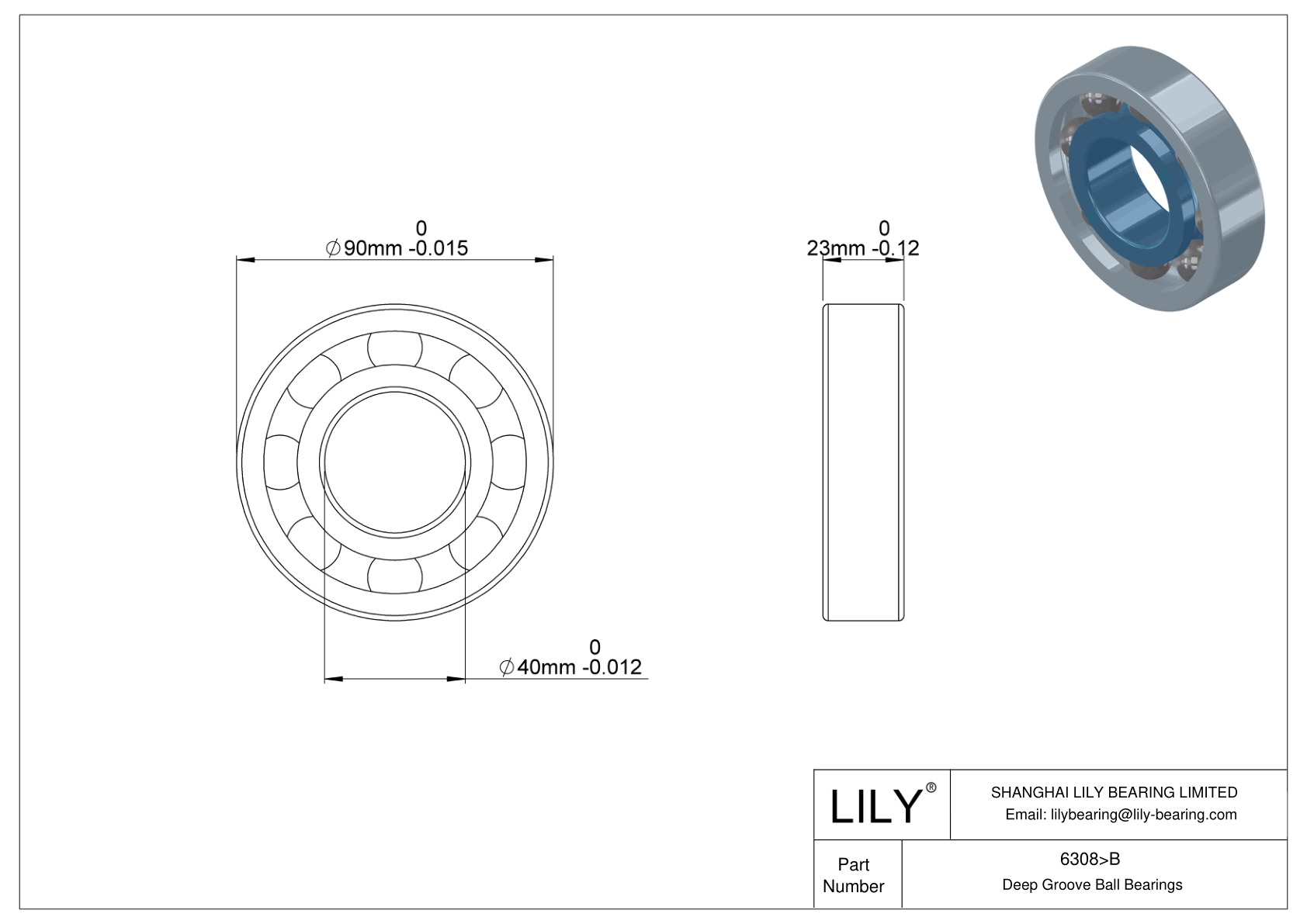 6308>B 通用深沟球轴承 cad drawing