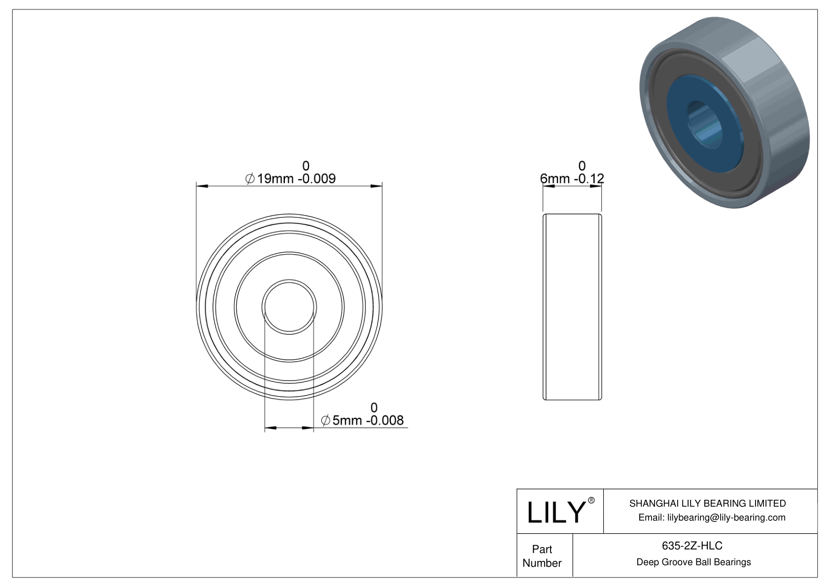 635-2Z-HLC 通用深沟球轴承 cad drawing