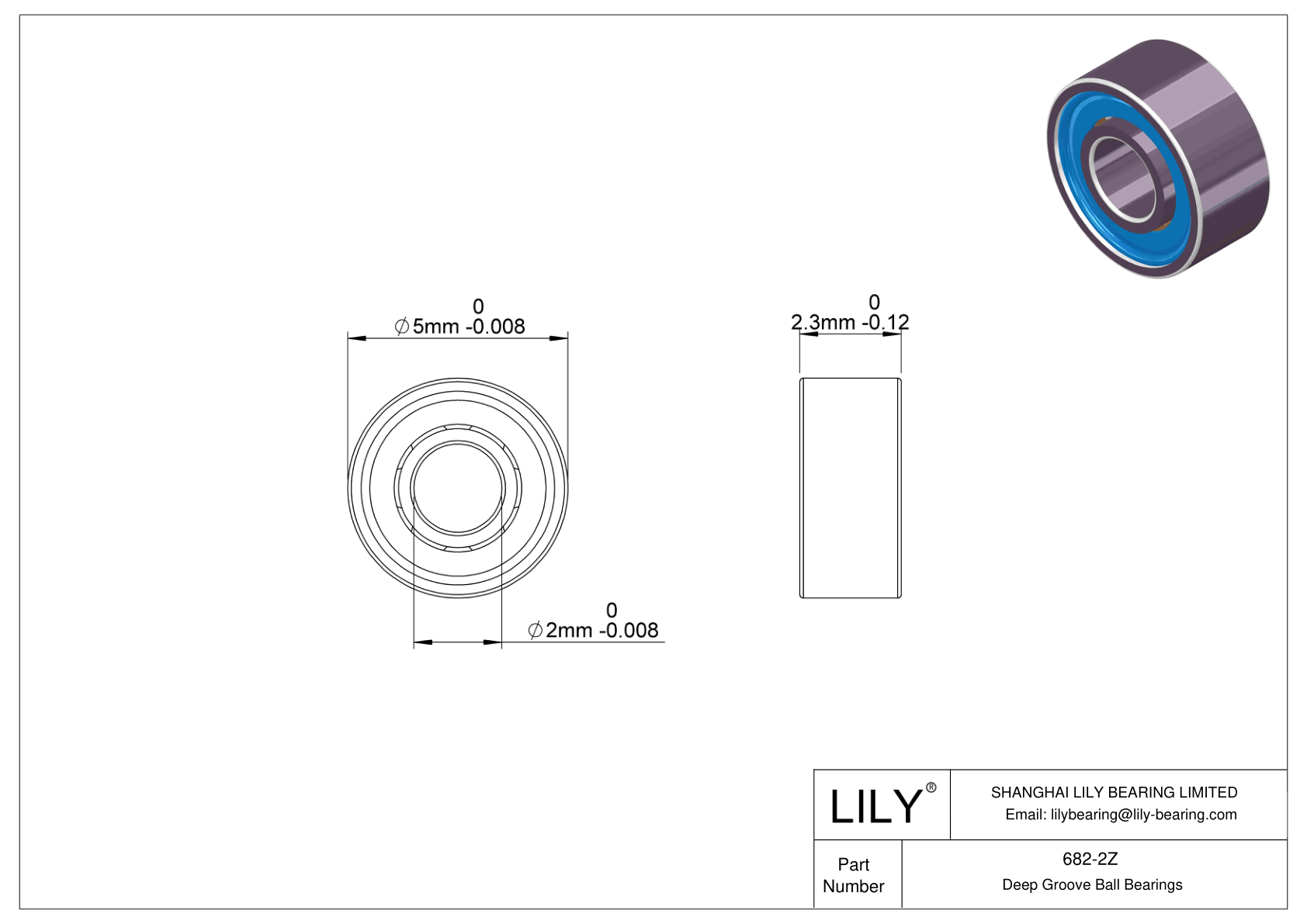 682-2Z 通用深沟球轴承 cad drawing