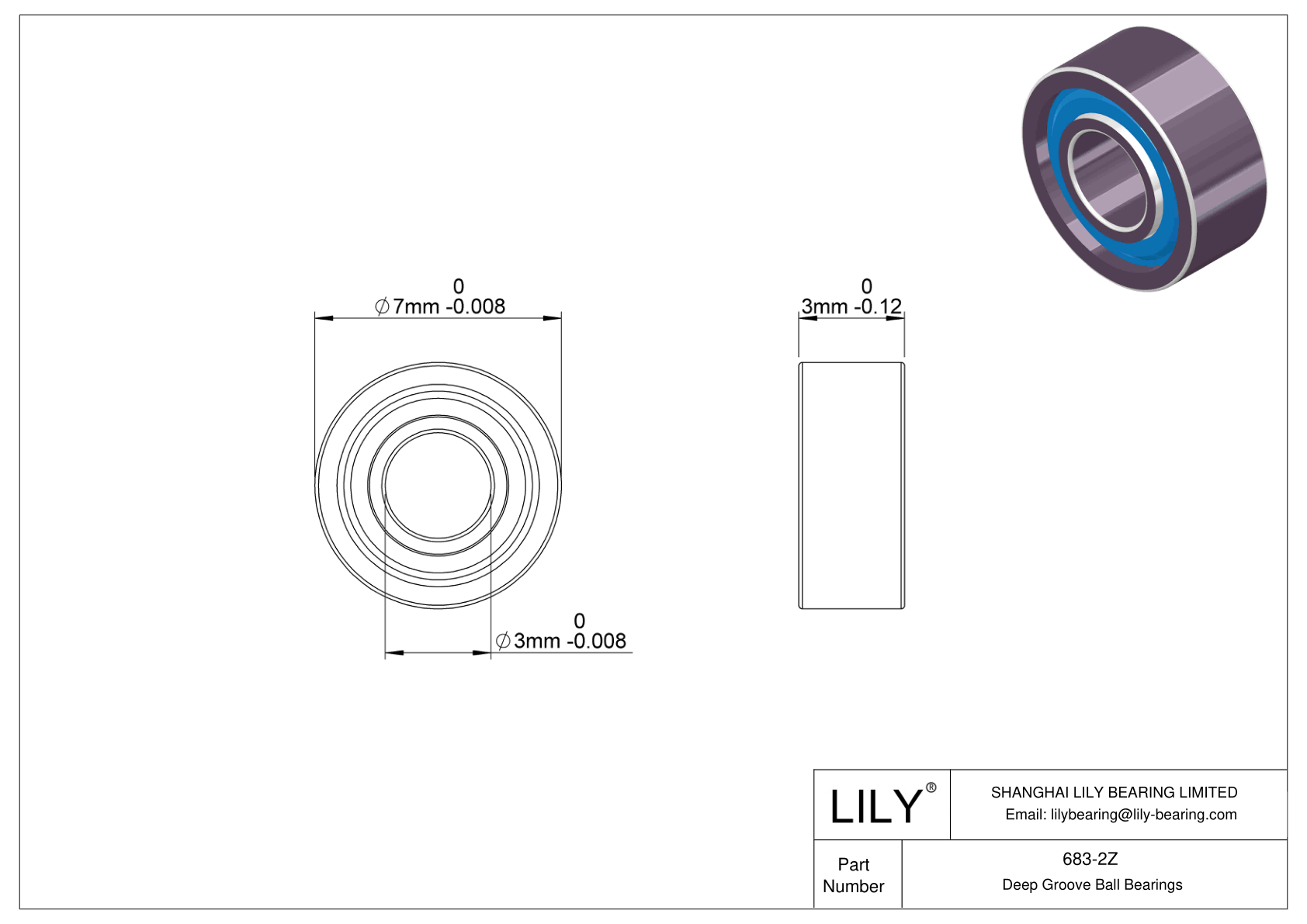 683-2Z 通用深沟球轴承 cad drawing