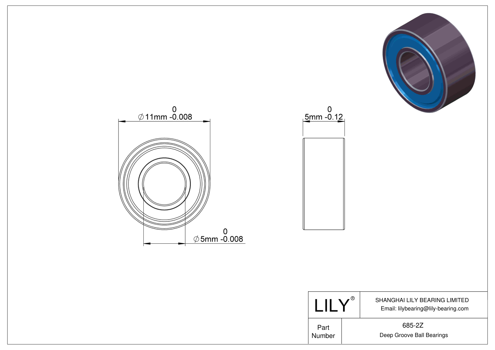 685-2Z 通用深沟球轴承 cad drawing