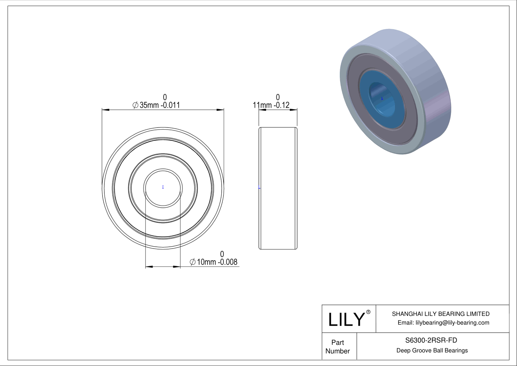 S6300-2RSR-FD 通用深沟球轴承 cad drawing