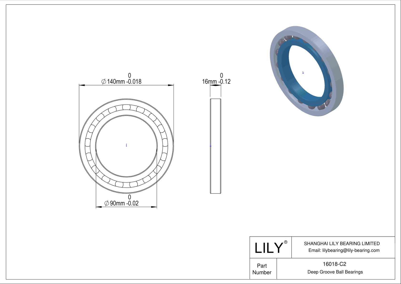 16018-C2 高温轴承 cad drawing