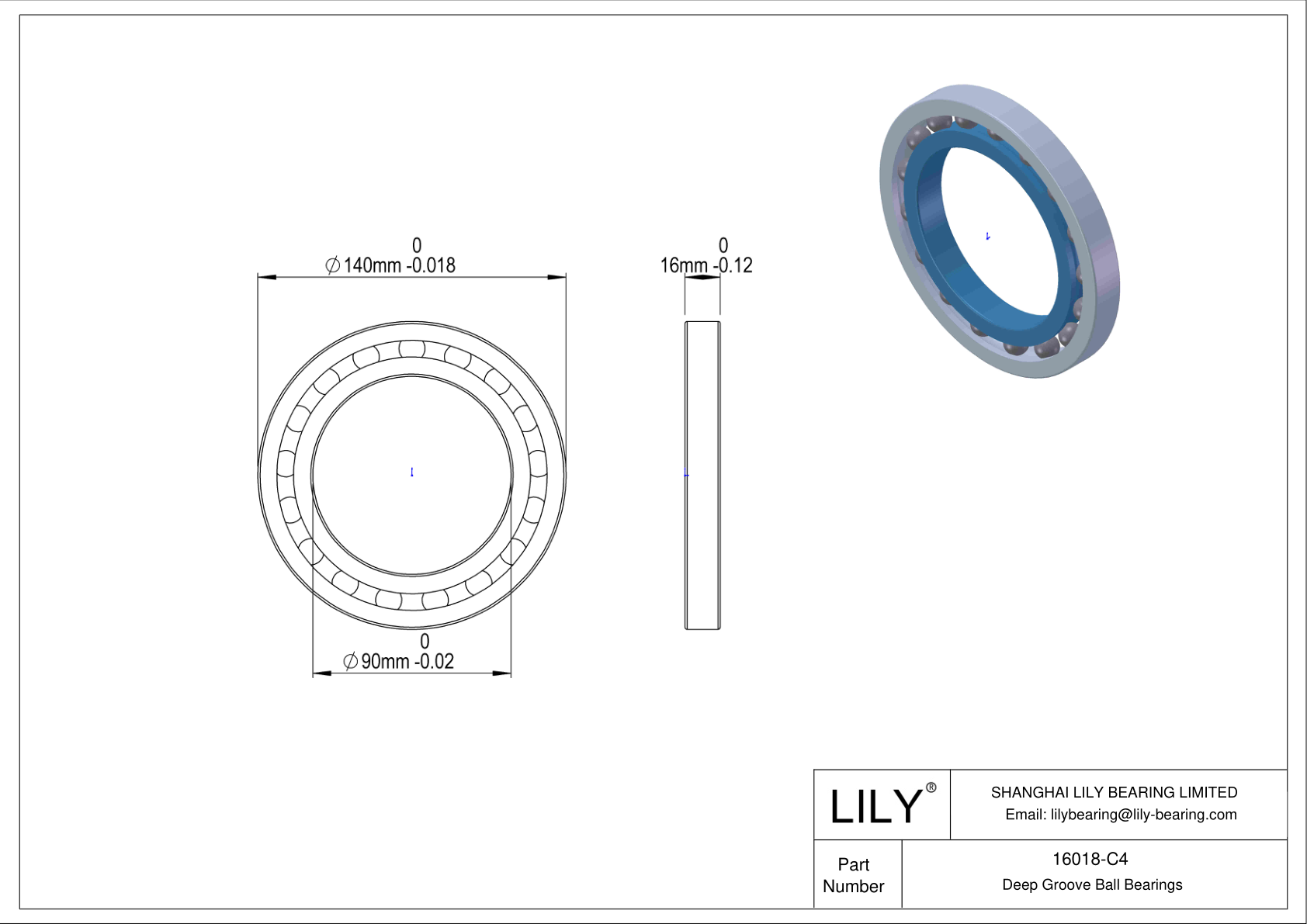 16018-C4 High-Temperature Bearing cad drawing