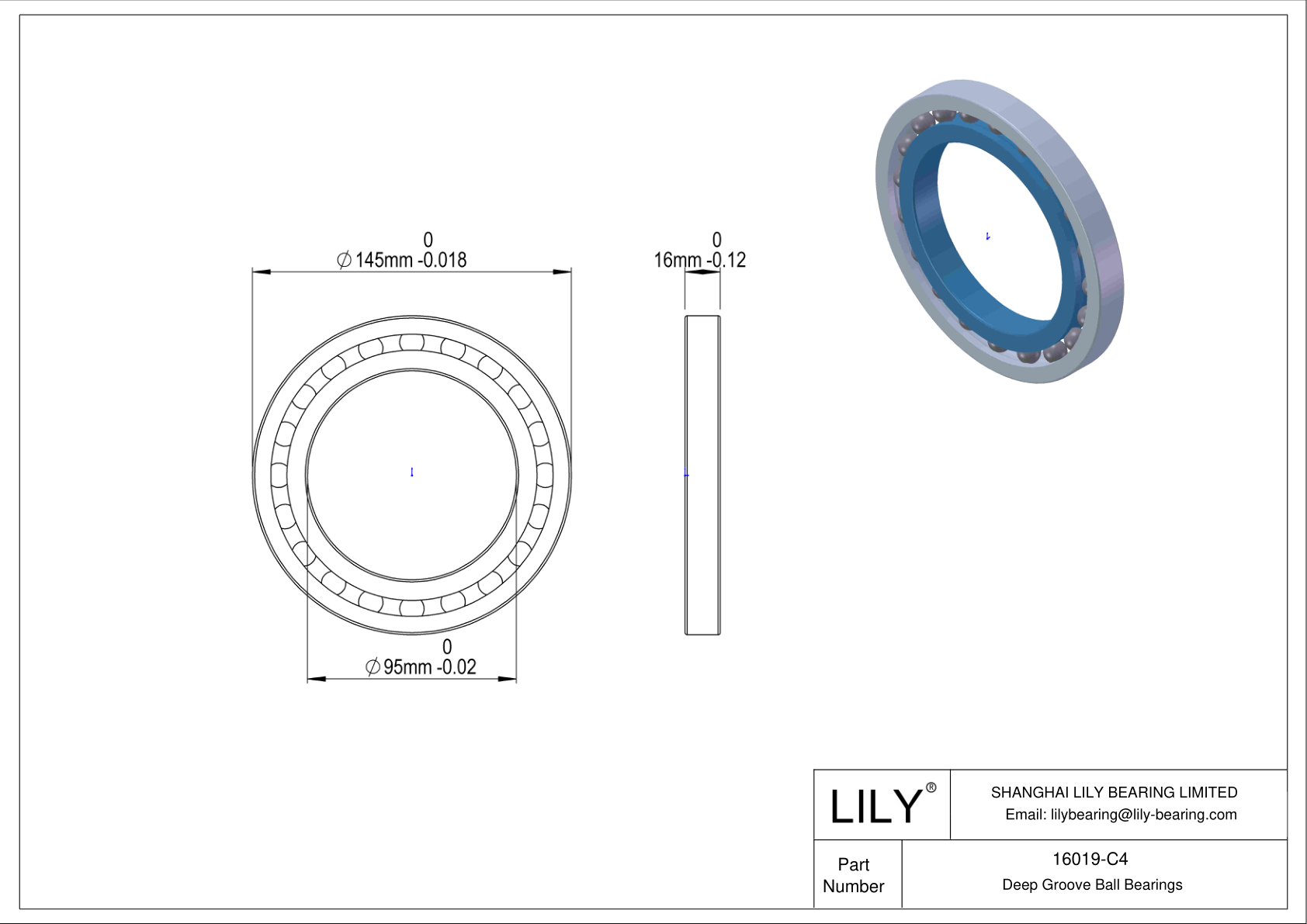 16019-C4 Rodamientos de alta temperatura cad drawing