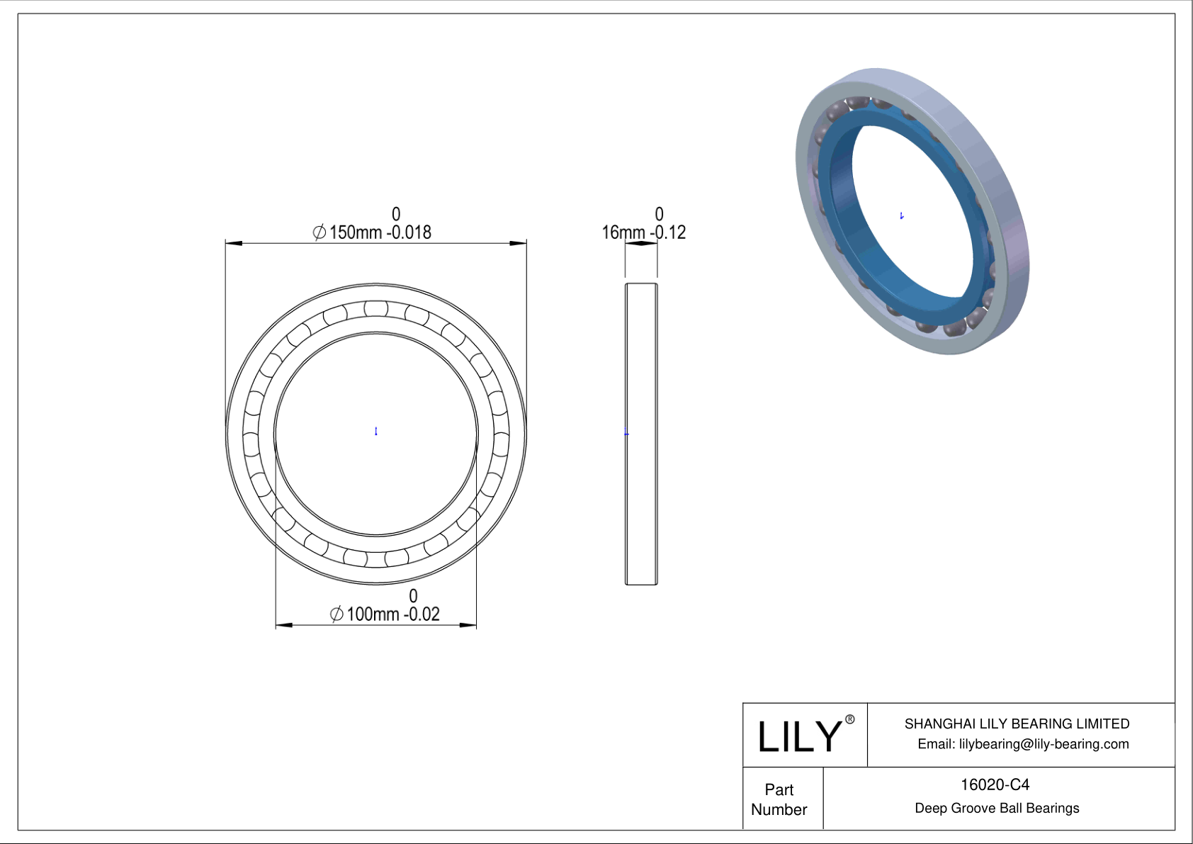 16020-C4 Rodamientos de alta temperatura cad drawing