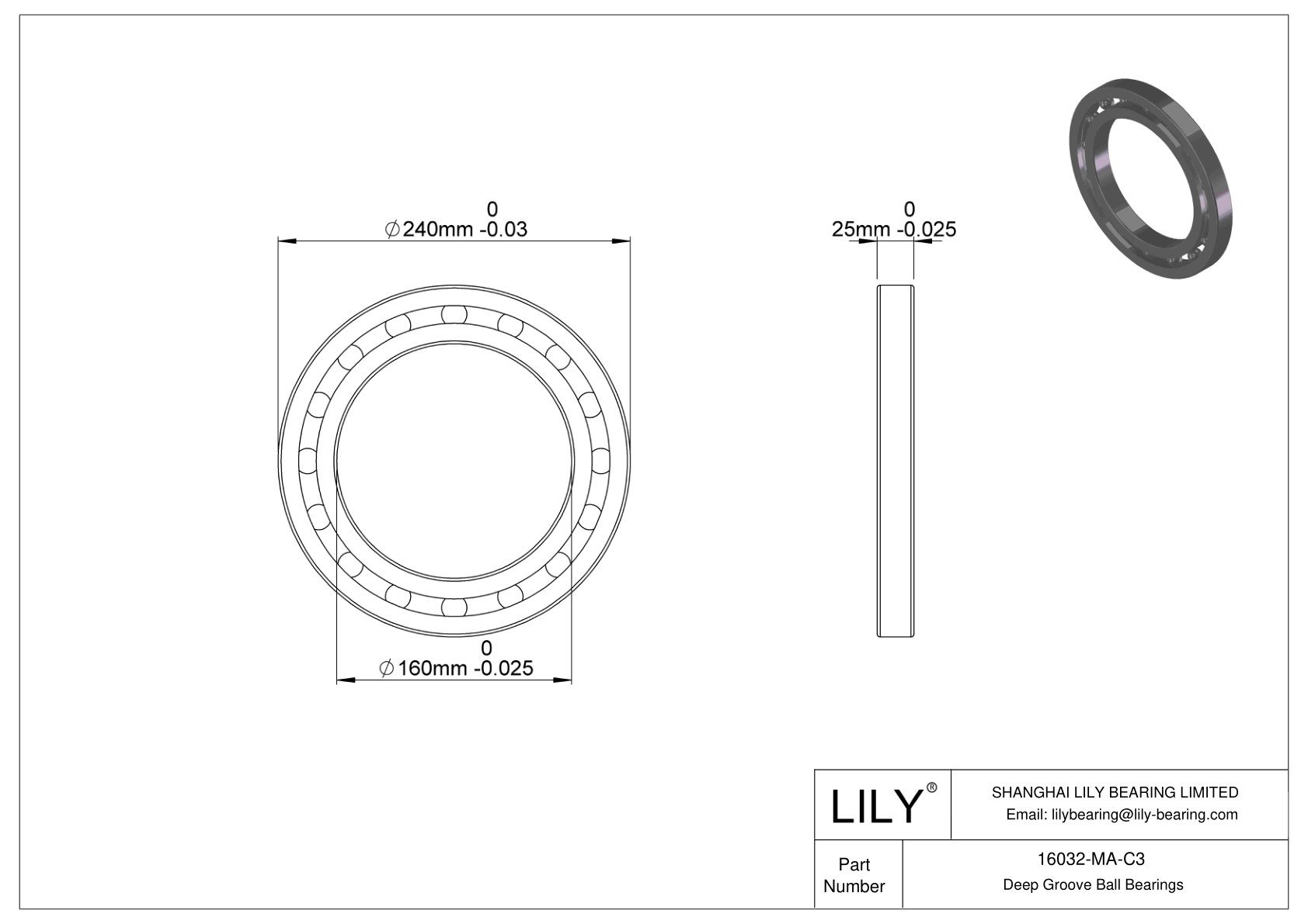 16032-MA-C3 Rodamientos de alta temperatura cad drawing