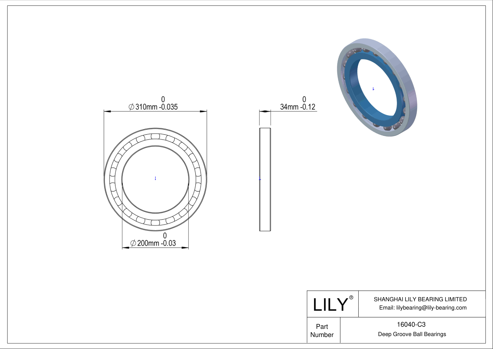 16040-C3 High-Temperature Bearing cad drawing