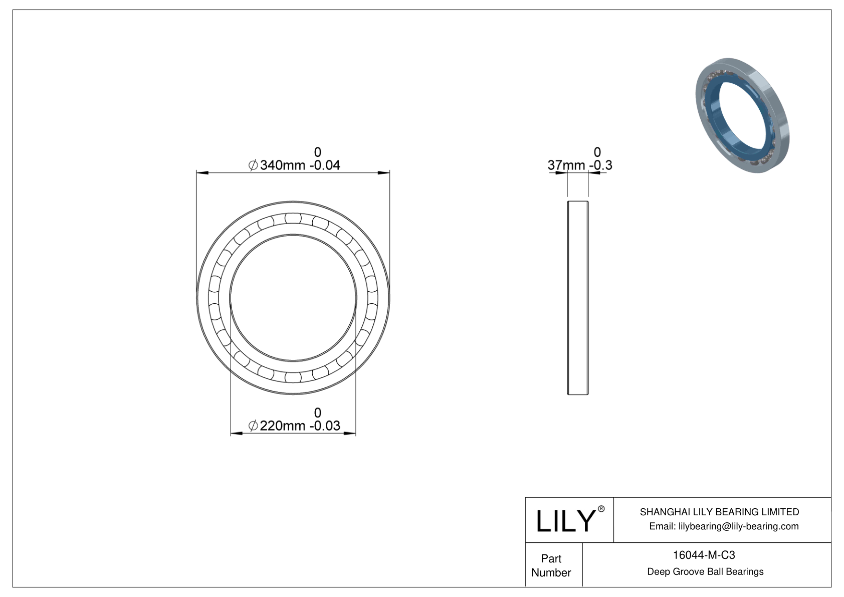 16044-M-C3 高温轴承 cad drawing