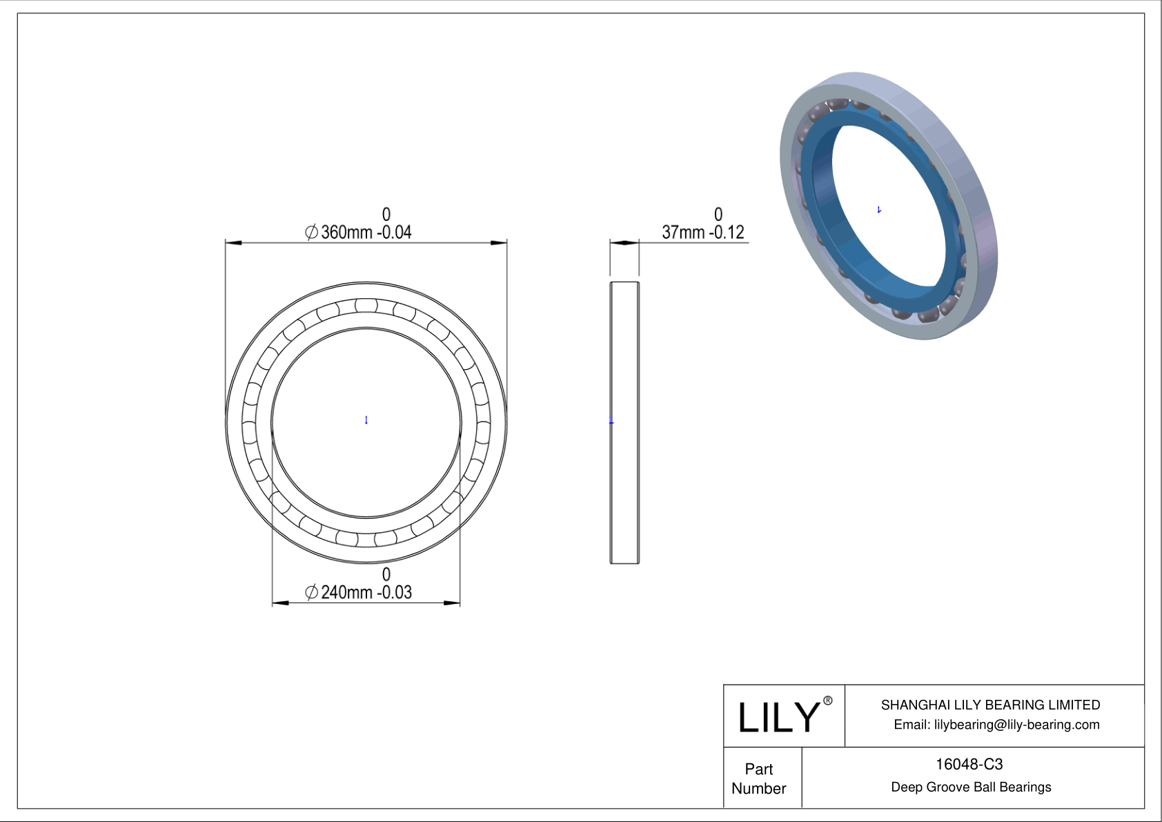 16048-C3 高温轴承 cad drawing