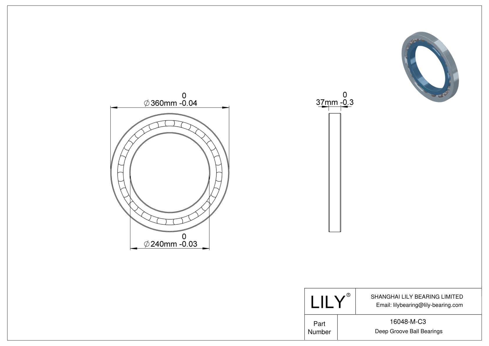 16048-M-C3 Rodamientos de alta temperatura cad drawing