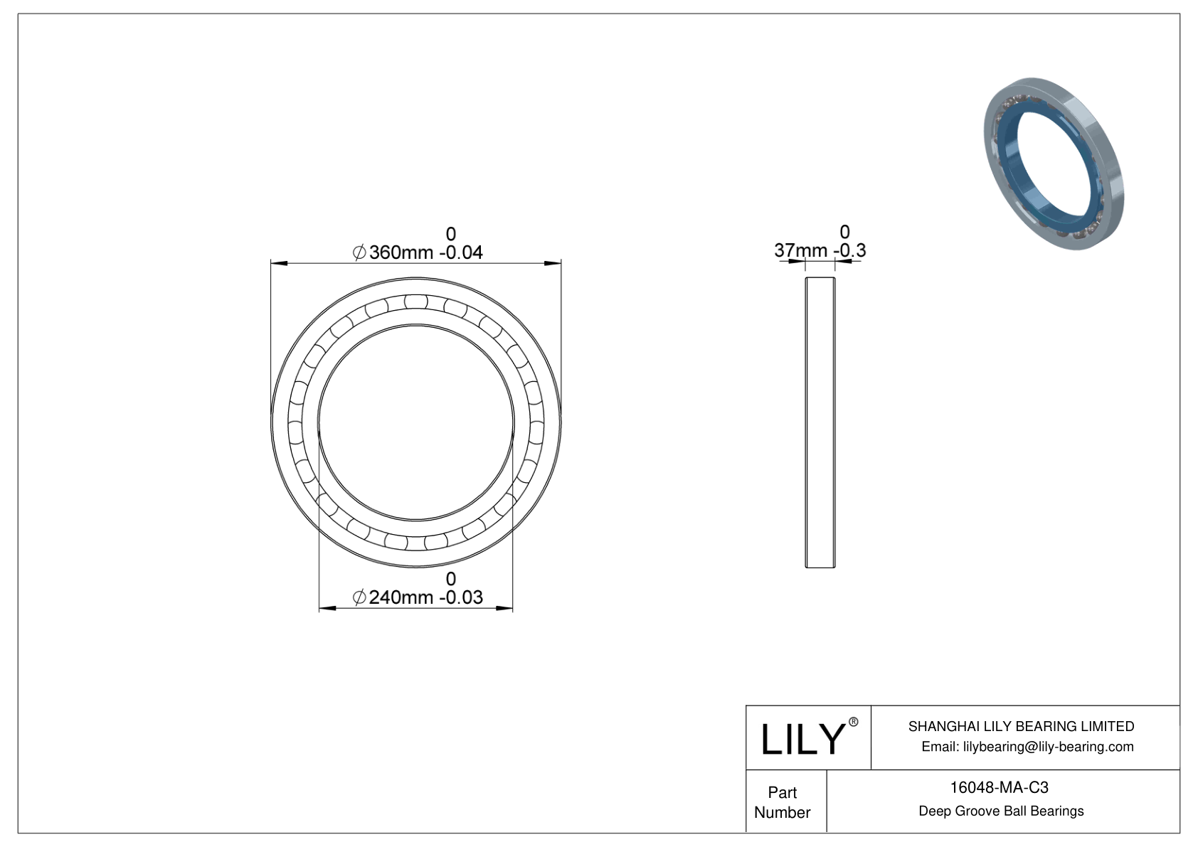 16048-MA-C3 Rodamientos de alta temperatura cad drawing