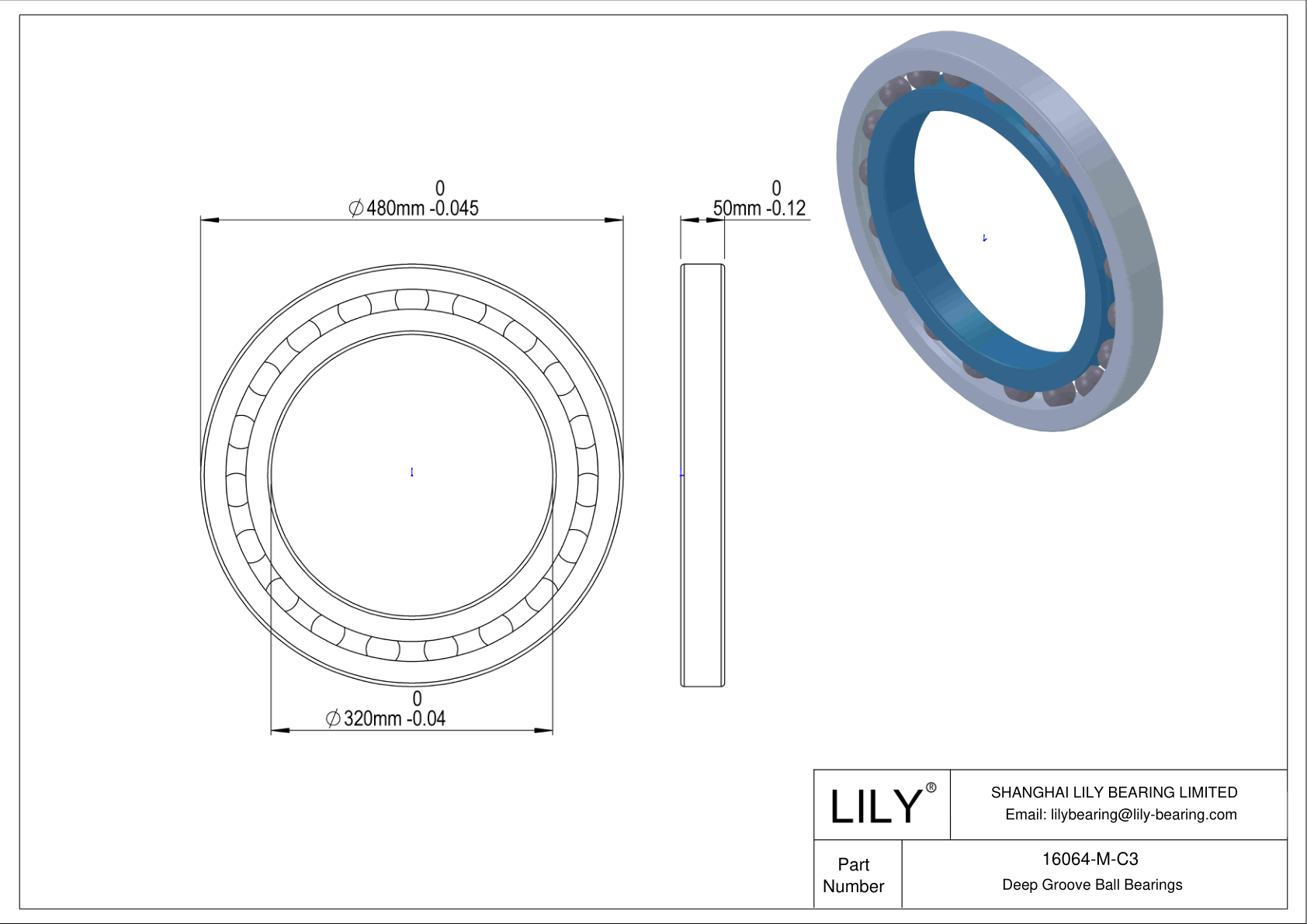 16064-M-C3 High-Temperature Bearing cad drawing