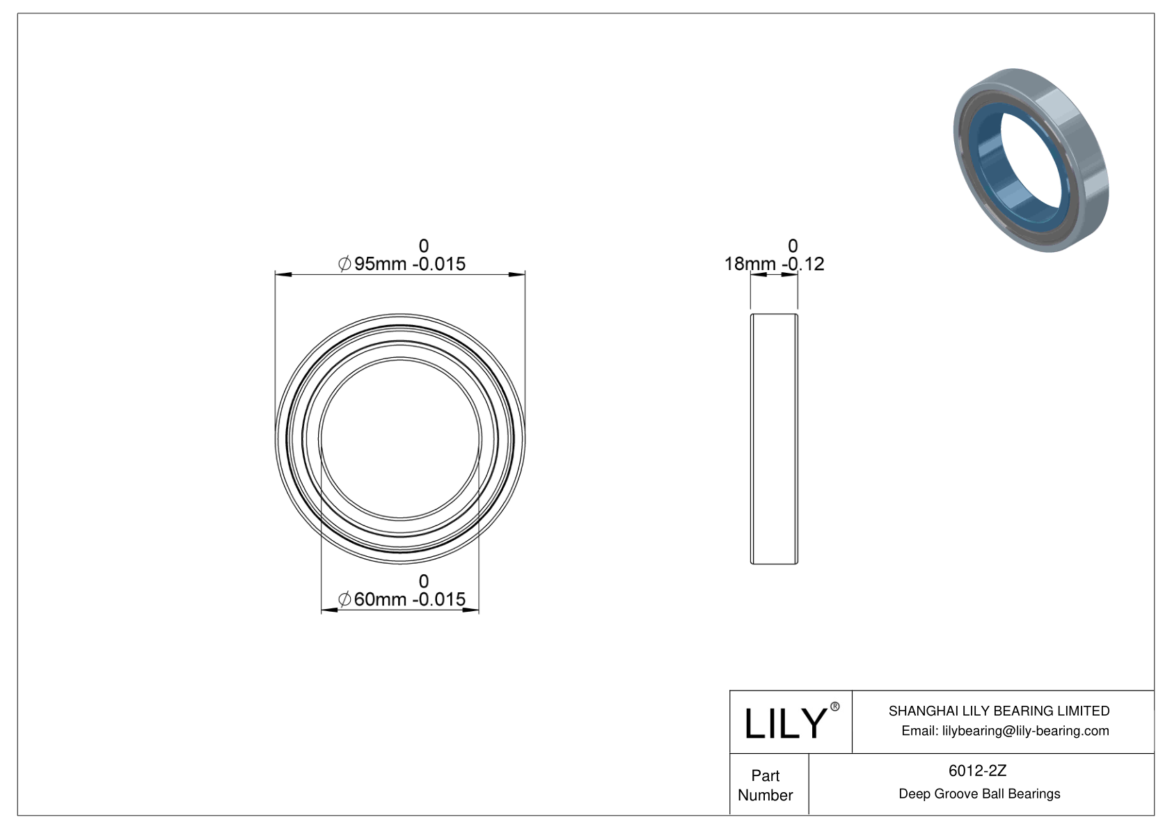 6012-2Z High-Temperature Bearing cad drawing