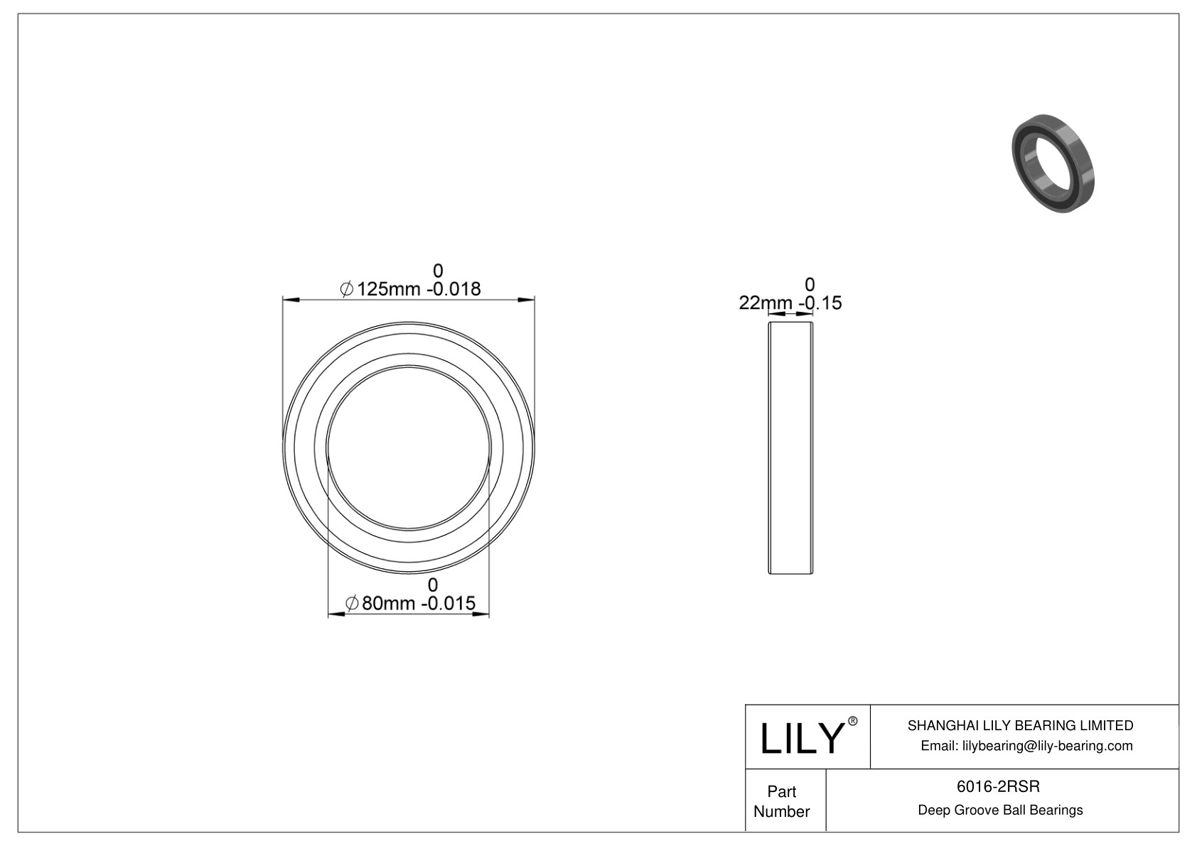 6016-2RSR Rodamientos de alta temperatura cad drawing