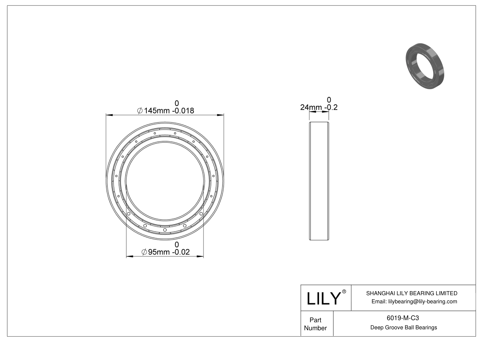 6019-M-C3 高温轴承 cad drawing