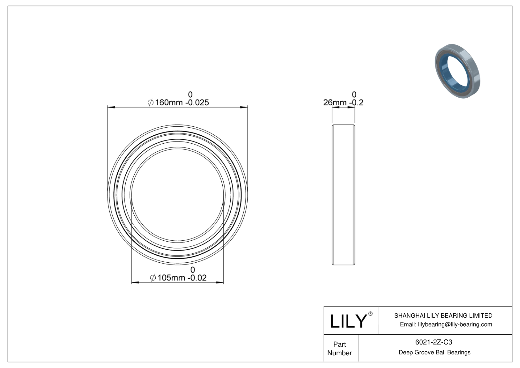 6021-2Z-C3 高温轴承 cad drawing