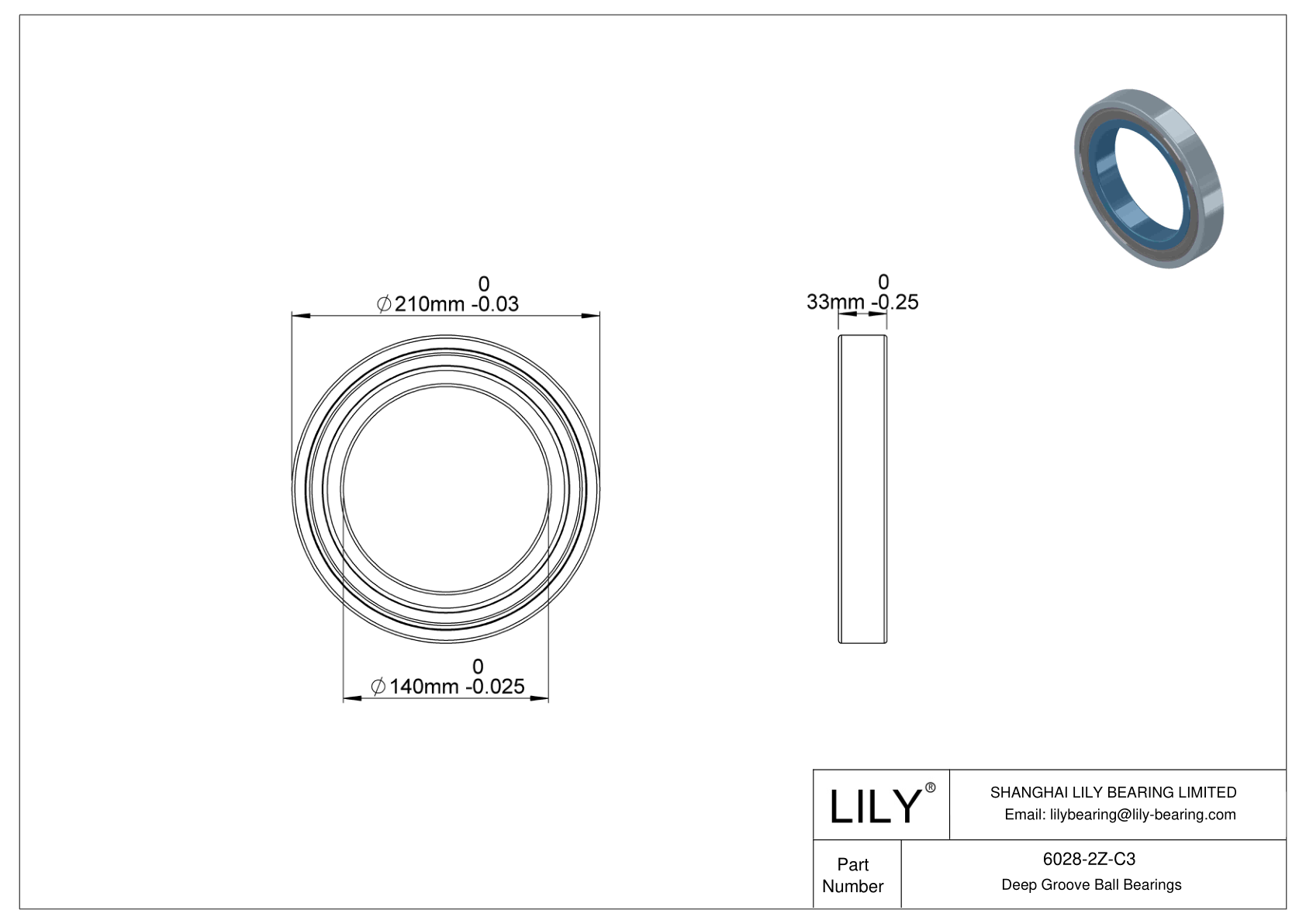 6028-2Z-C3 高温轴承 cad drawing