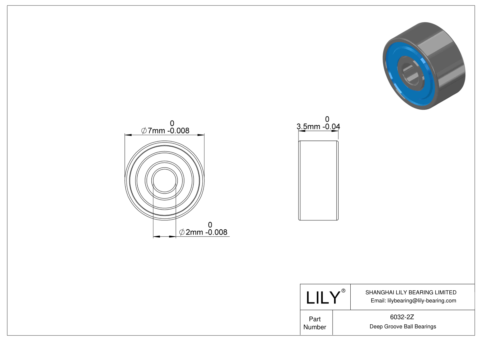 6032-2Z Rodamientos de alta temperatura cad drawing