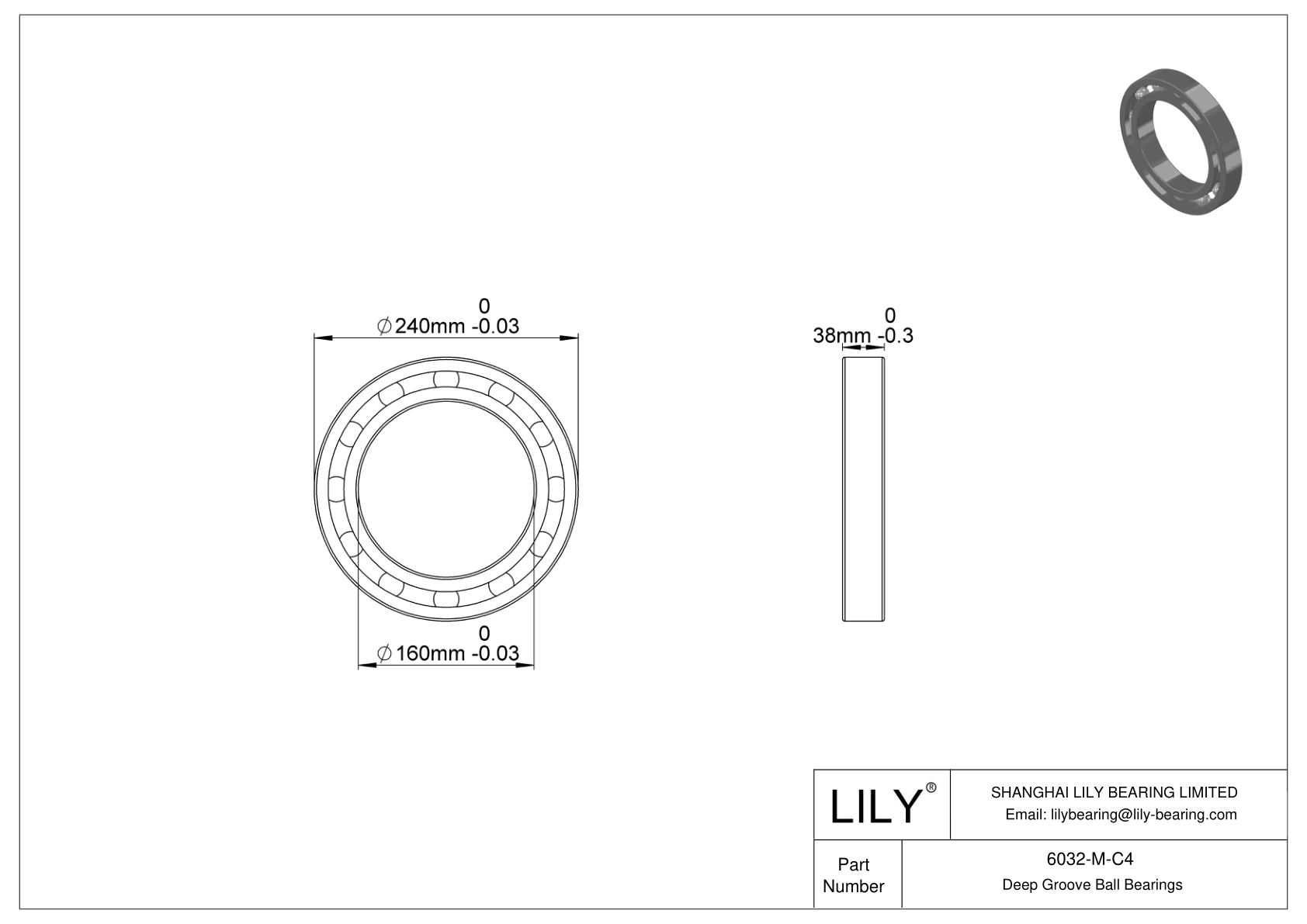 6032-M-C4 高温轴承 cad drawing