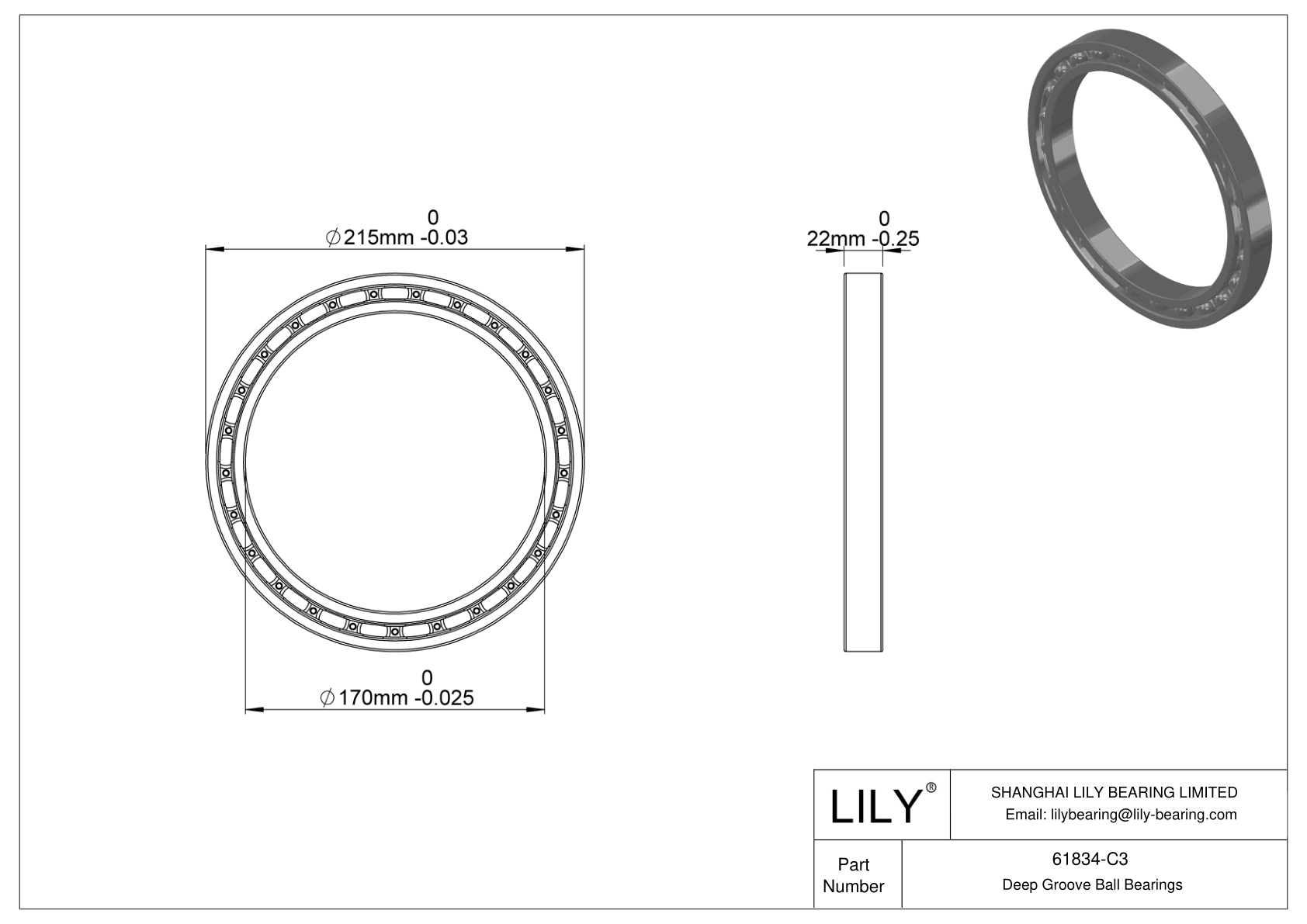 61834-C3 高温轴承 cad drawing