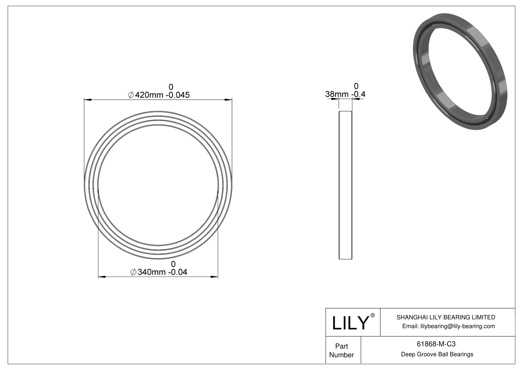 61868-M-C3 High-Temperature Bearing cad drawing